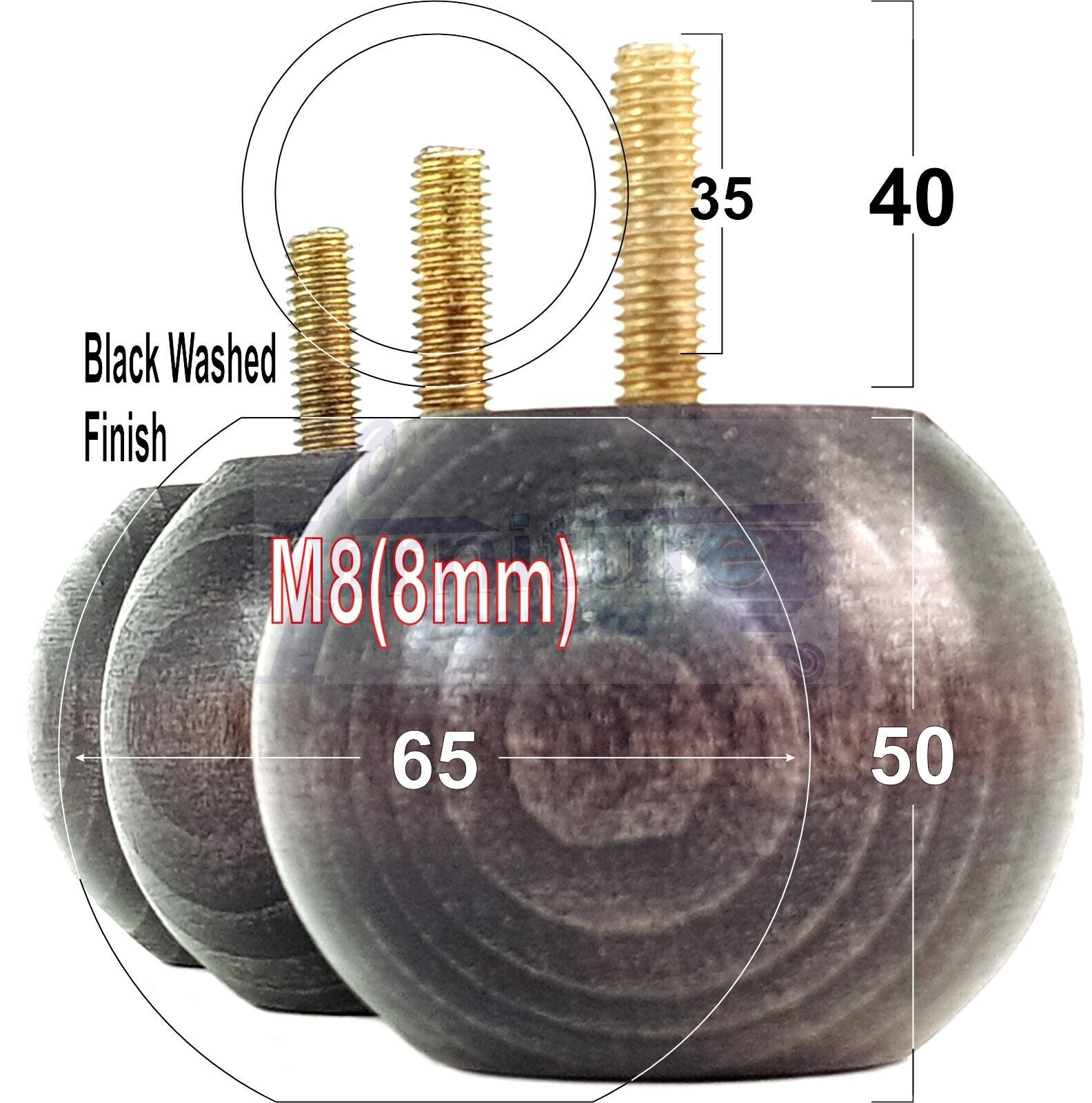4 Solid Round Wood Turned Furniture Legs Replacement Bun Feet 2 Inches 50mm High Chairs Sofa Beds Settee M8 