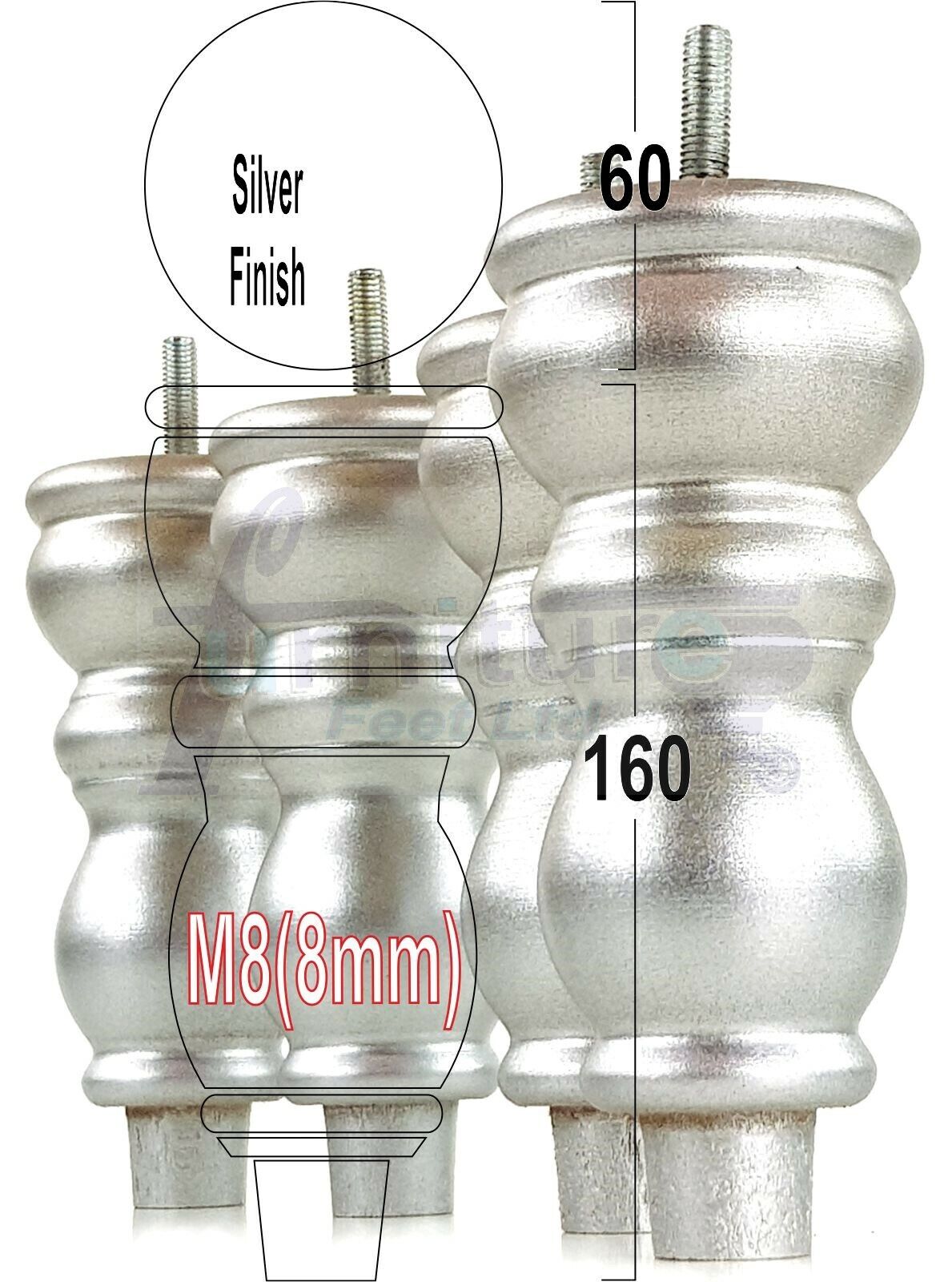 Solid Wood Furniture Feet Set of 4 Legs 160mm High For Sofas Chairs Stools Cabinets & Beds M8