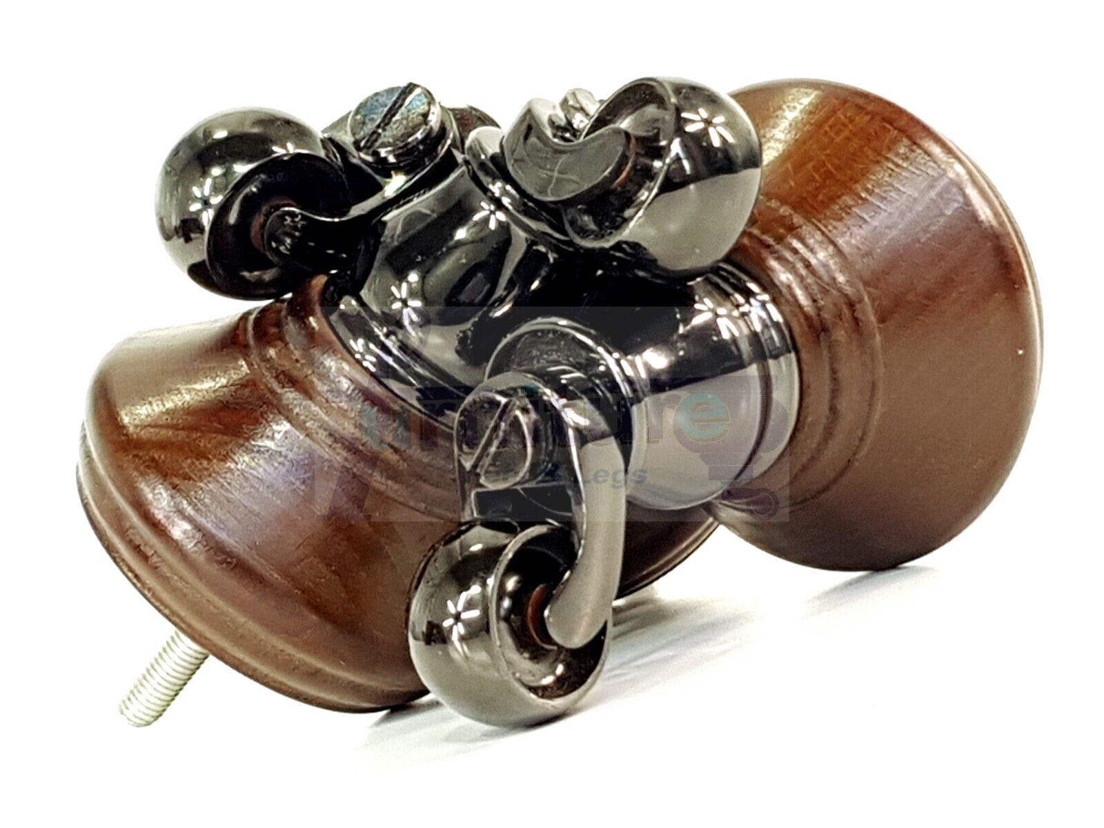 4x Antique Brown Wooden Furniture Sofa Legs M8 With Castors Replacment Chair Settee Feet 115mm - 125mm High