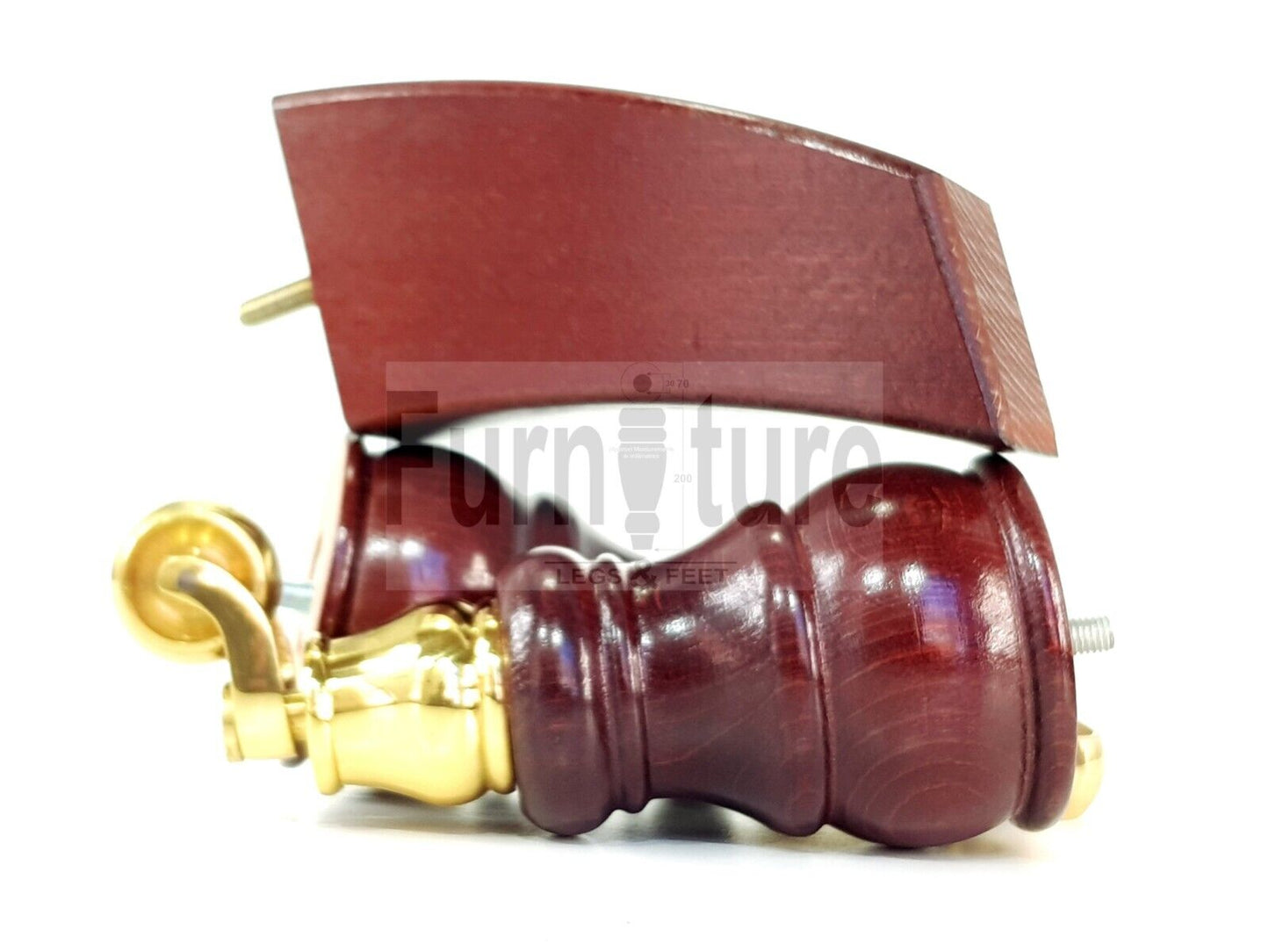 2 Wooden Castor Furniture Sofa Legs & 2 Curved Back Feet  Mahogany M8 Chair Settee Feet 160mm High