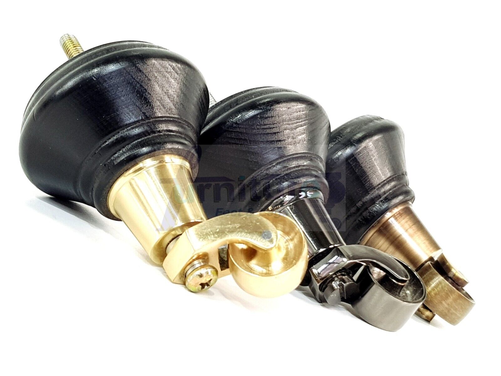 4x Black Wooden Furniture Sofa Legs M8 With Castors Replacment Chair Settee Feet 115mm - 125mm High