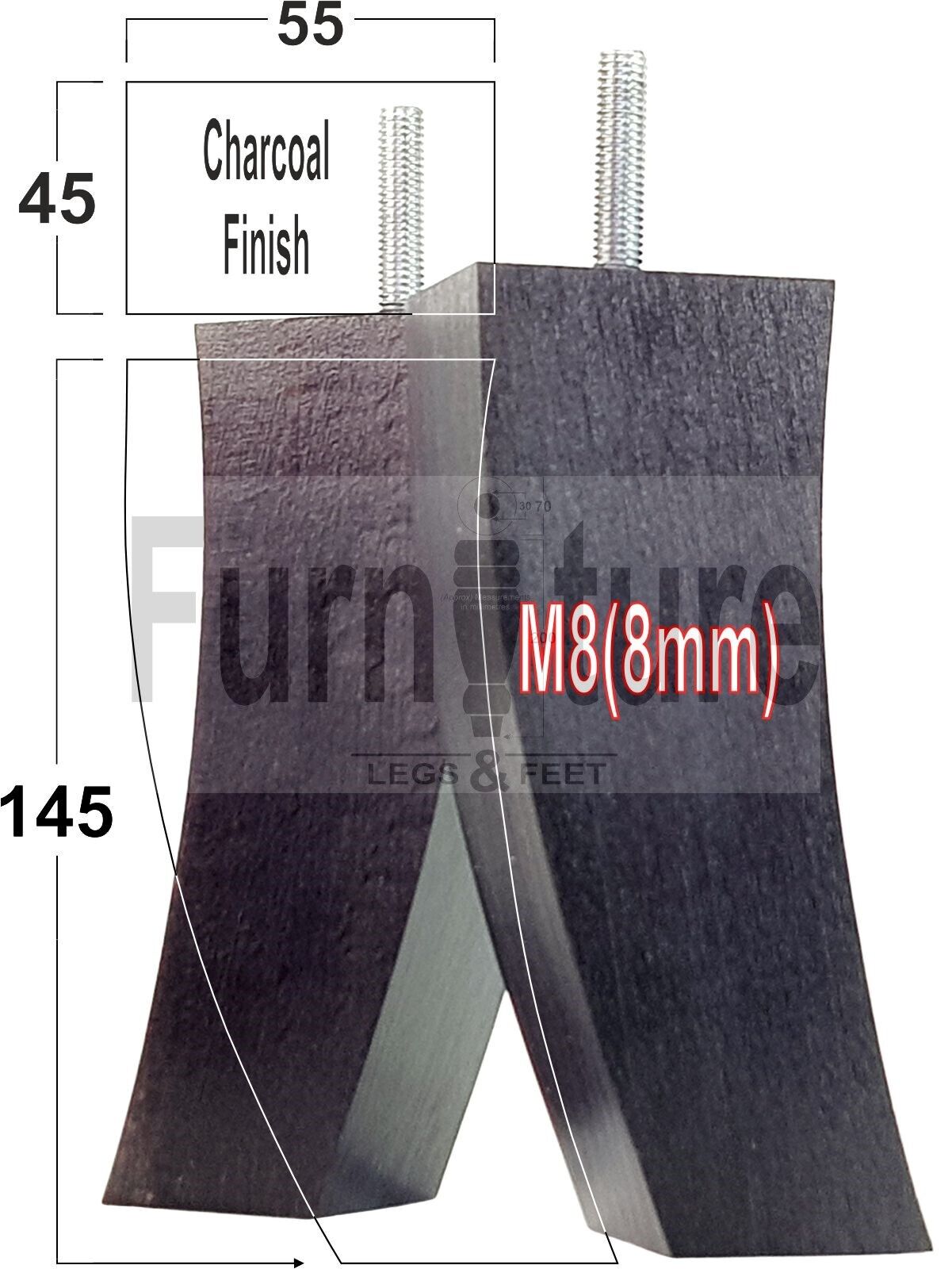 Set Of 4 Solid Wood Curved Furniture Feet Replacement Legs 145mm High M8(8mm)