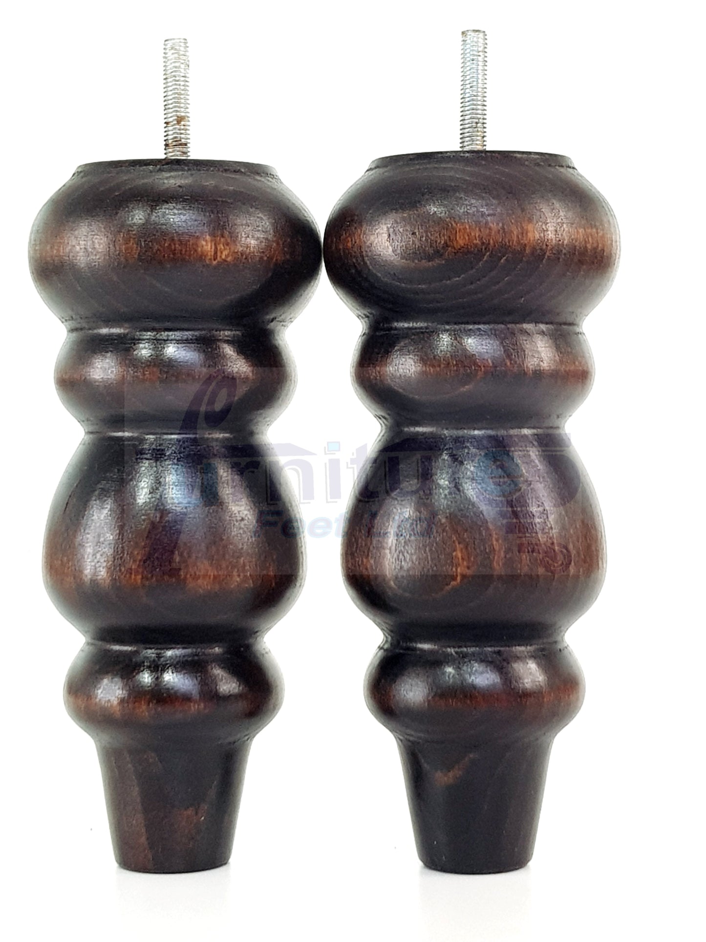 4 Solid Wood Furniture Legs Replacement Turned Feet 200mm High M8(8mm) Thread: Chestnut