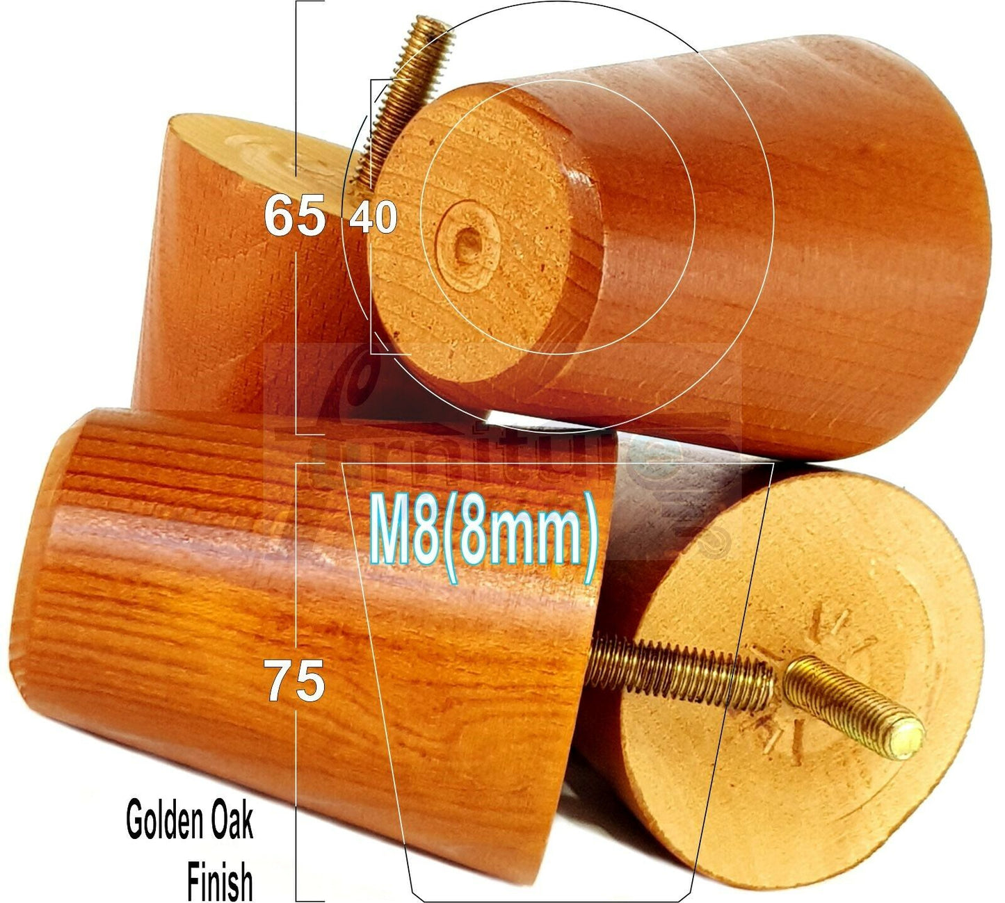 4x Solid Wood Turned Furniture Legs Replacement Bun Feet 75mm High Chairs Stools Sofa's Beds Settee M8