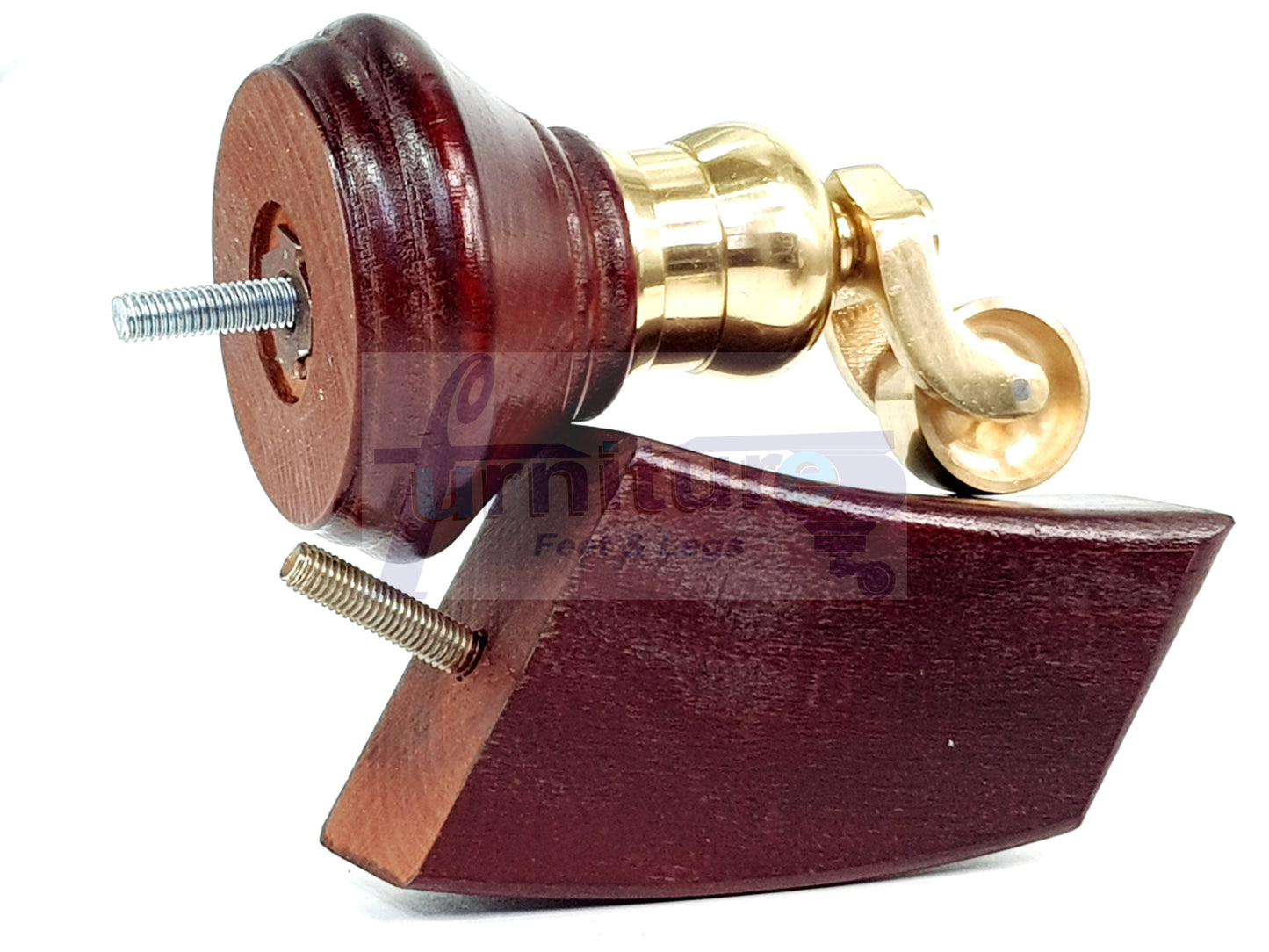 4 Turned Mahogany Replacement Furniture Legs With Wheels 2 Castor Feet 120mm High 2 Curved Wood Chairs Stools Sofa Beds Cabinets M8