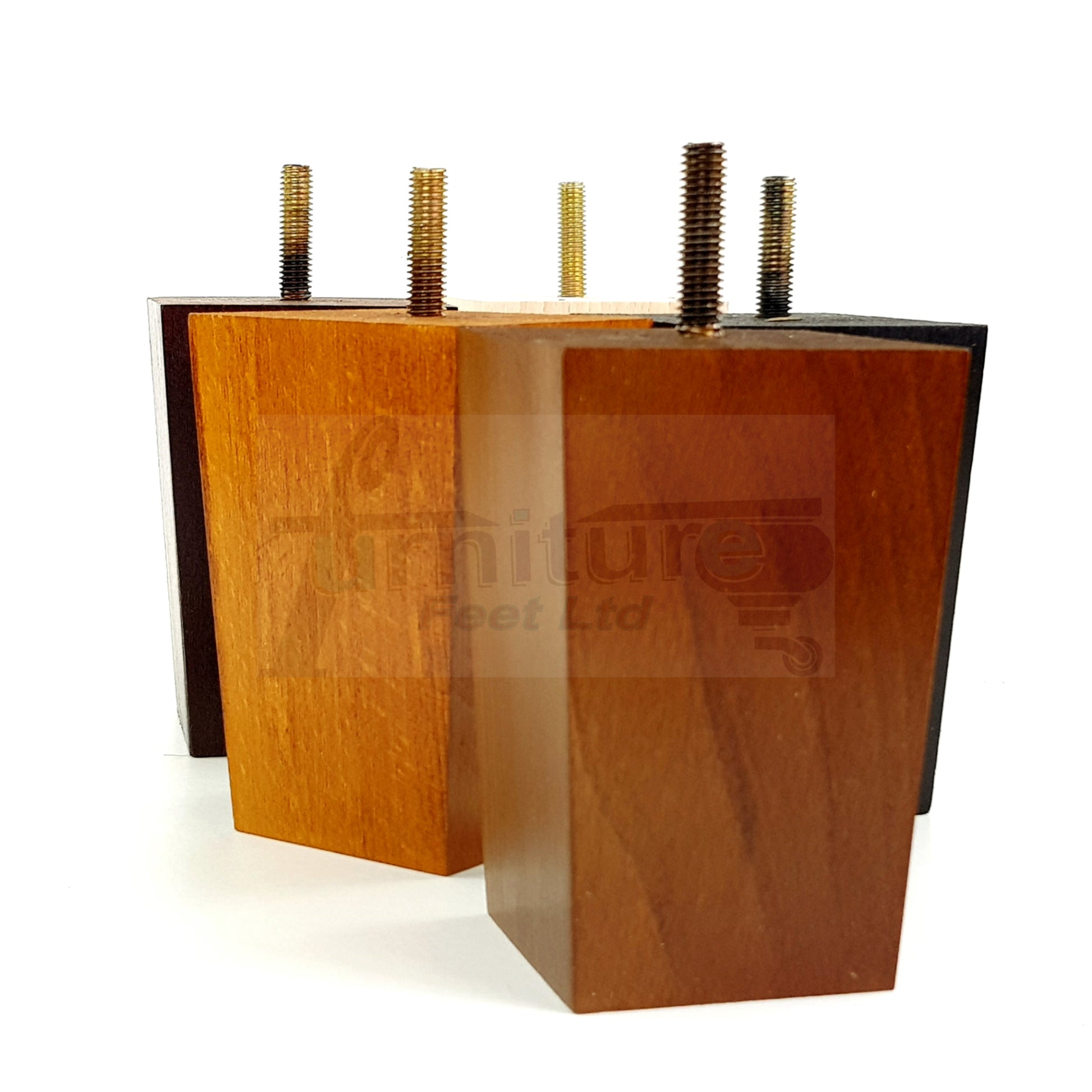 Solid Wood Furniture Feet Square Replacement Block Tapered Legs 100mm High M8 Set of 4 Sofa Chairs Stools Cabinets Beds