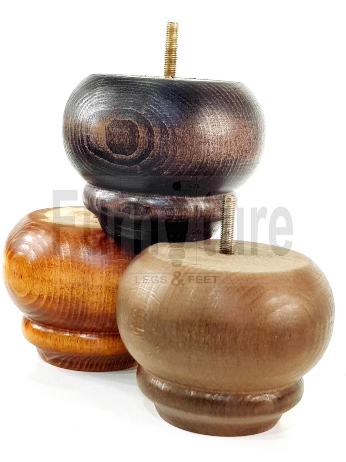 Set Of 4 Turned Wooden Furniture Legs Replacement Feet 90mm High 8mm Thread