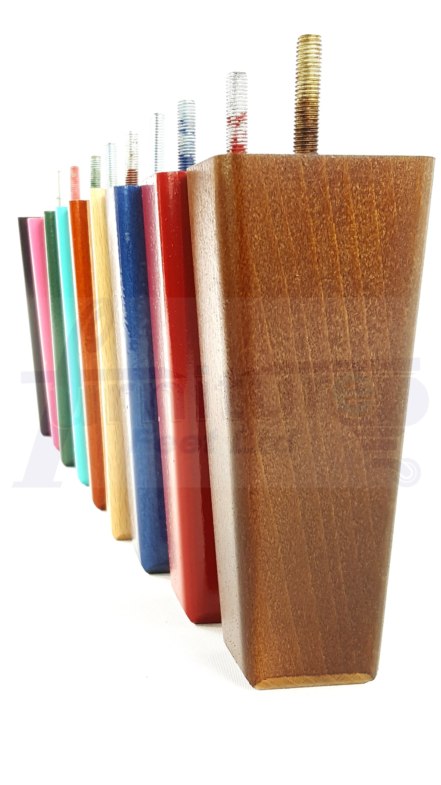 4x Wooden Furniture Legs 160mm High Replacement Square Tapered Feet 8mm