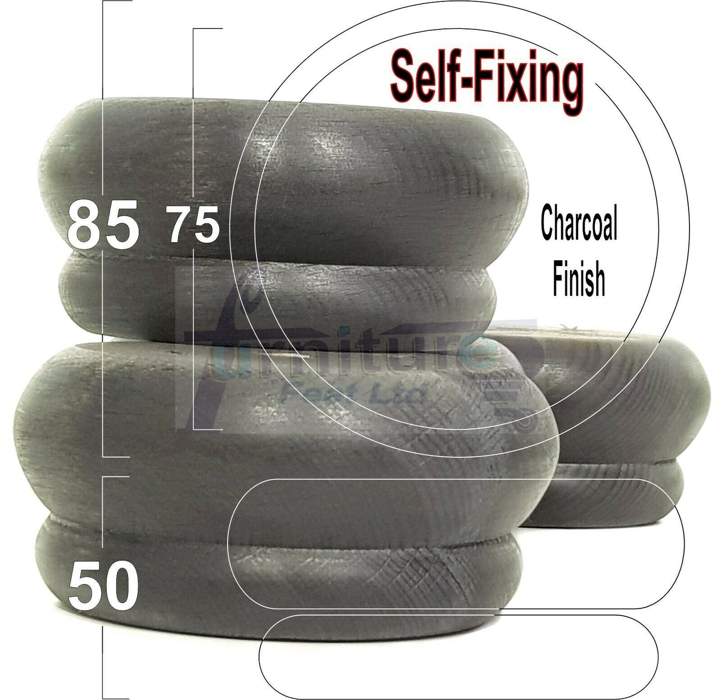 4 Turned Wood Furniture Legs Chair Sofa Stool Bed Replacement Bun Feet 50mm High