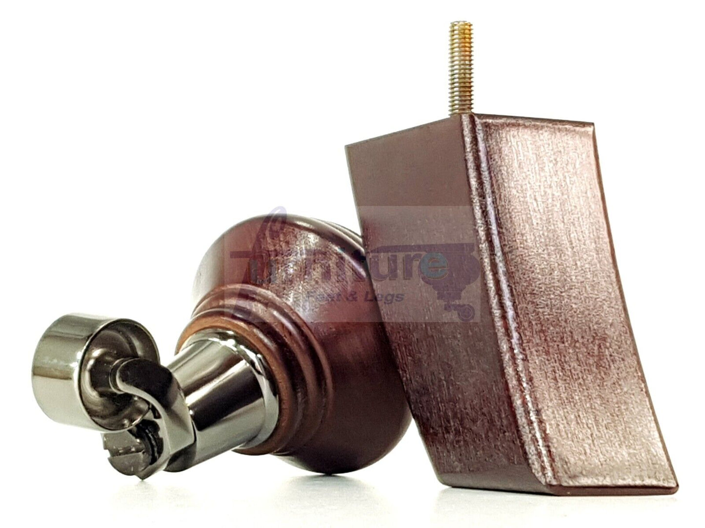 2 Antique Mahogany Wood Furniture Sofa Feet With Castor 125mm & 2 Curved Legs Chair Settee 100mm High M8