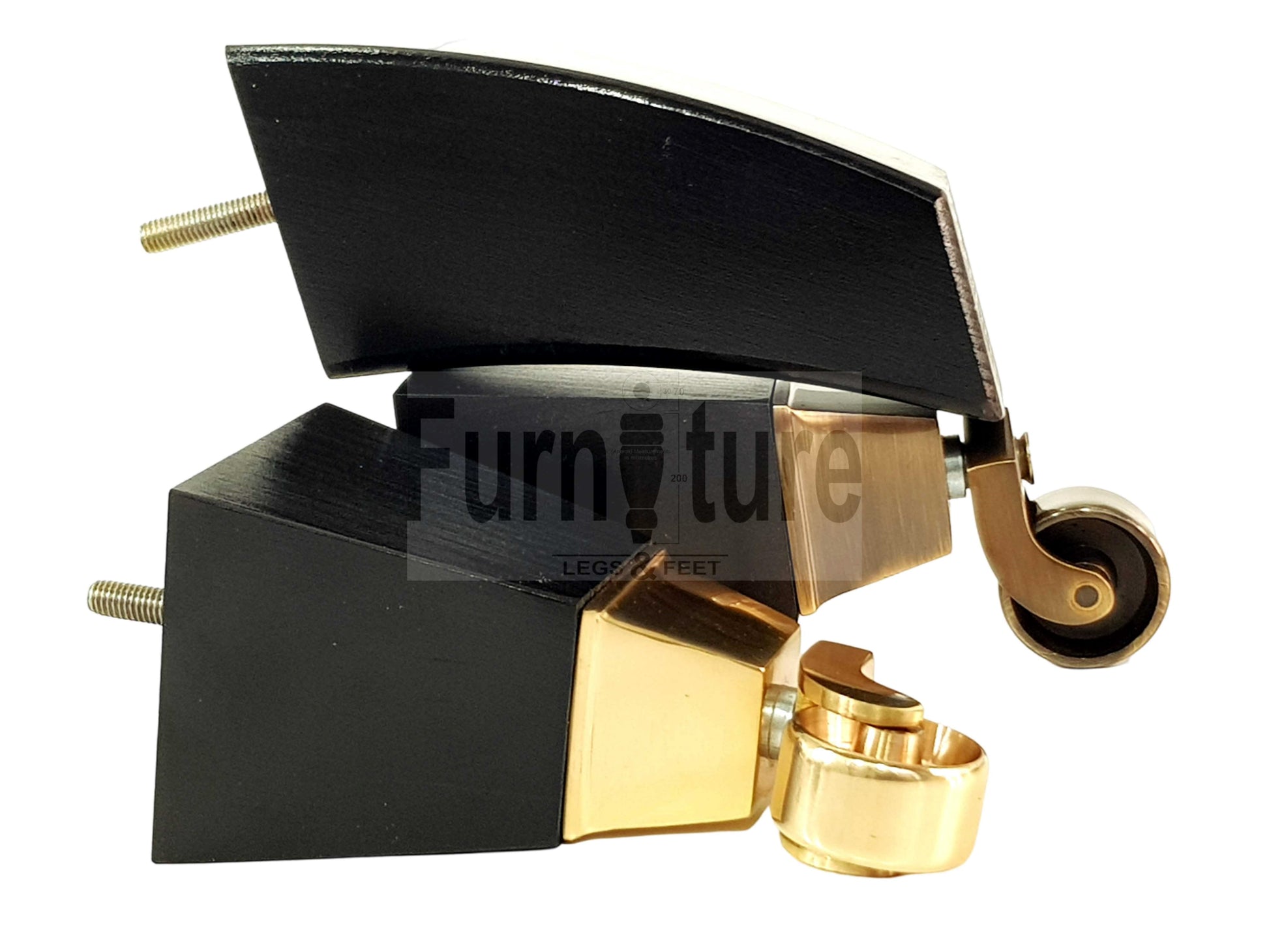 Set Of 4 Block Wood Castor Furniture Feet M8(8mm) For Chairs Cabinets Sofa 15cm High