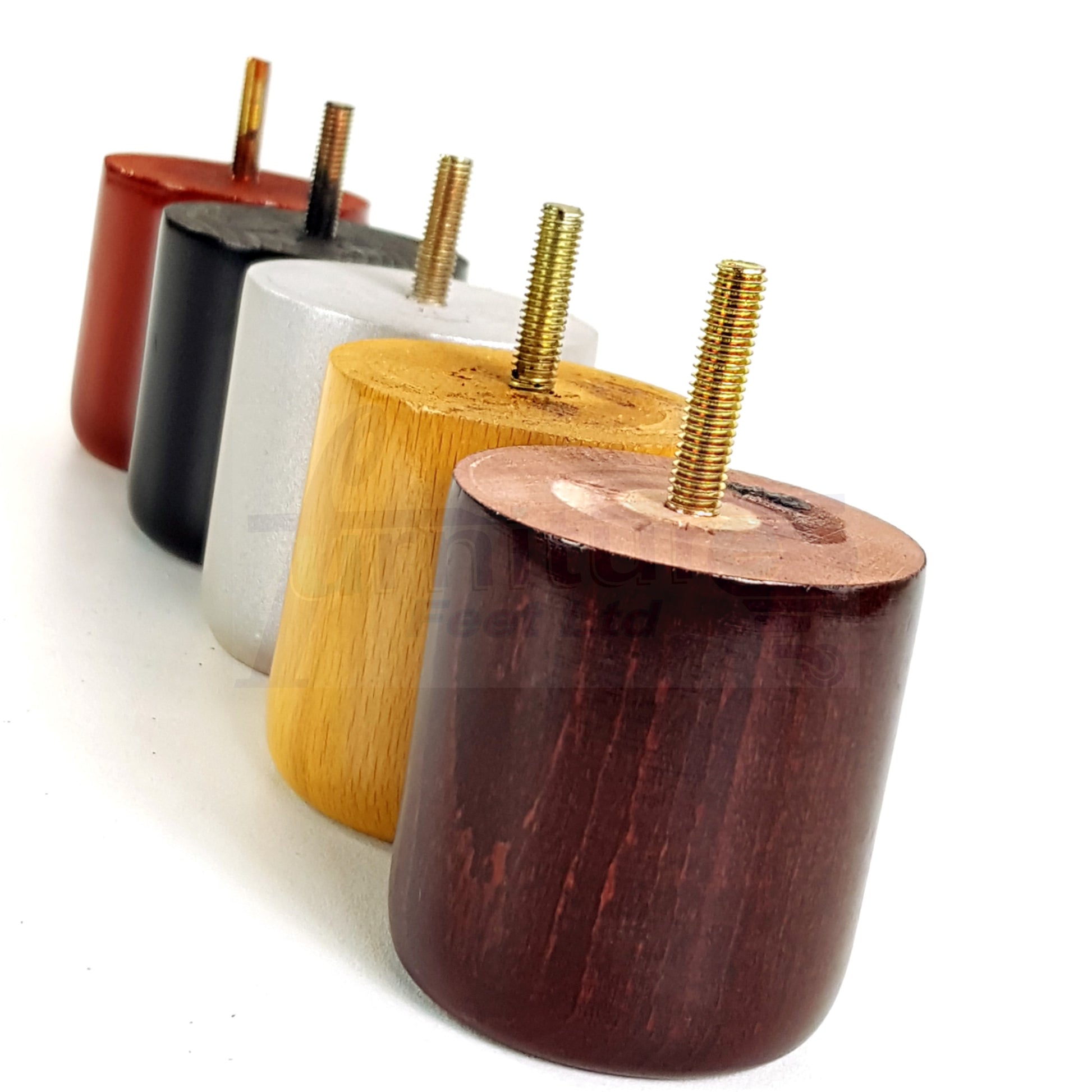 4x Solid Wood Turned Furniture Legs Replacement Bun Feet 70mm High 10mm Thread