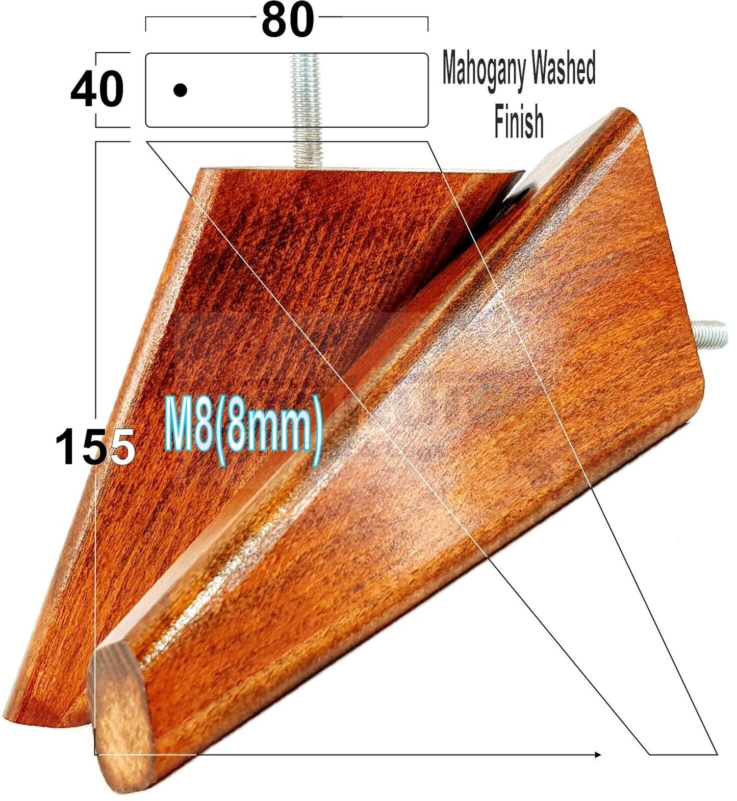 4 Replacement Tapered Feet 155mm High Wood Angled Furniture Legs 6 Inches Tall Chairs Stools Sofa's Beds Settee Cabinets M8