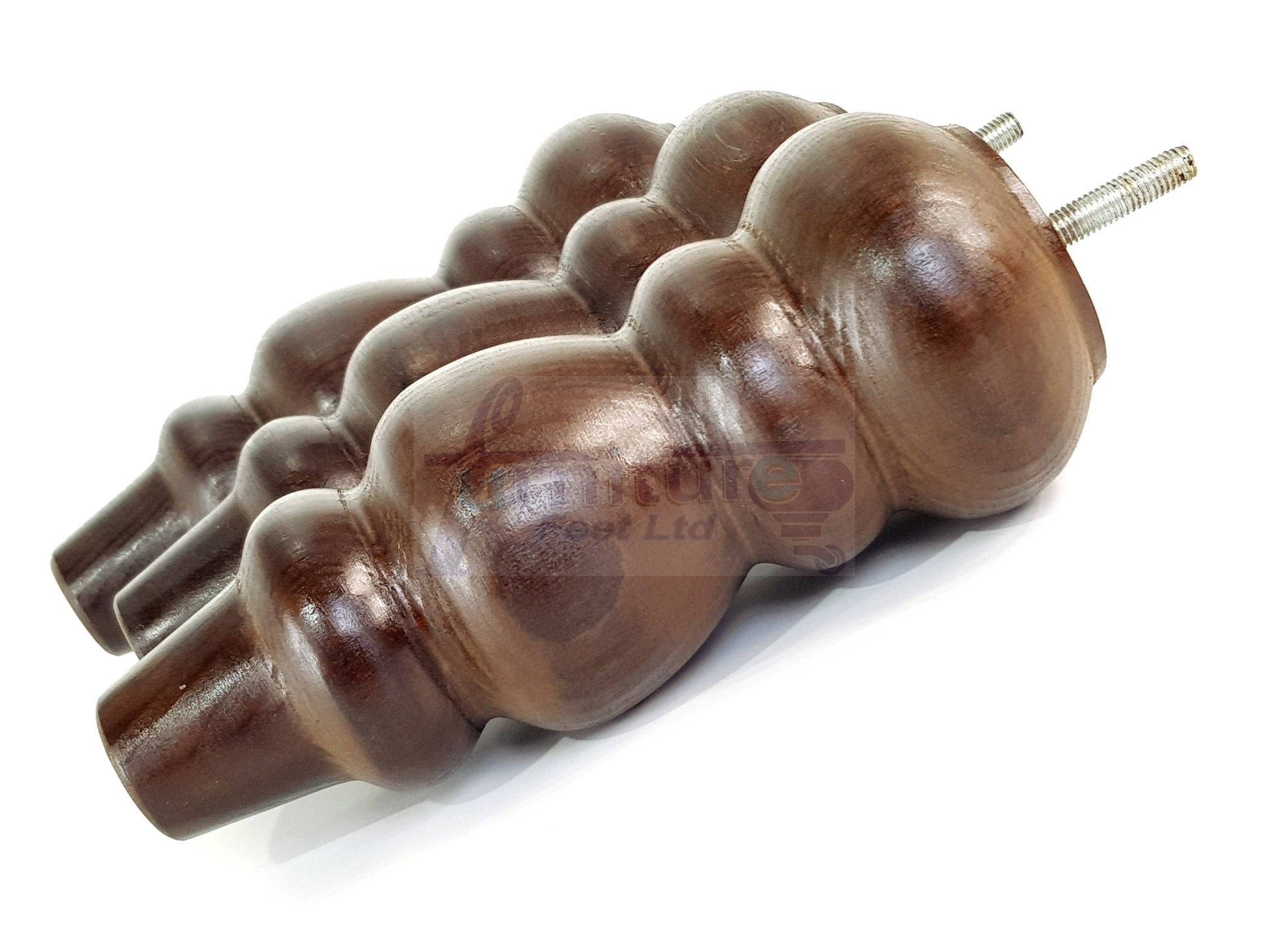 4 Solid Wood Furniture Legs Replacement Turned Feet 200mm High M8(8mm) Thread: Antique Brown