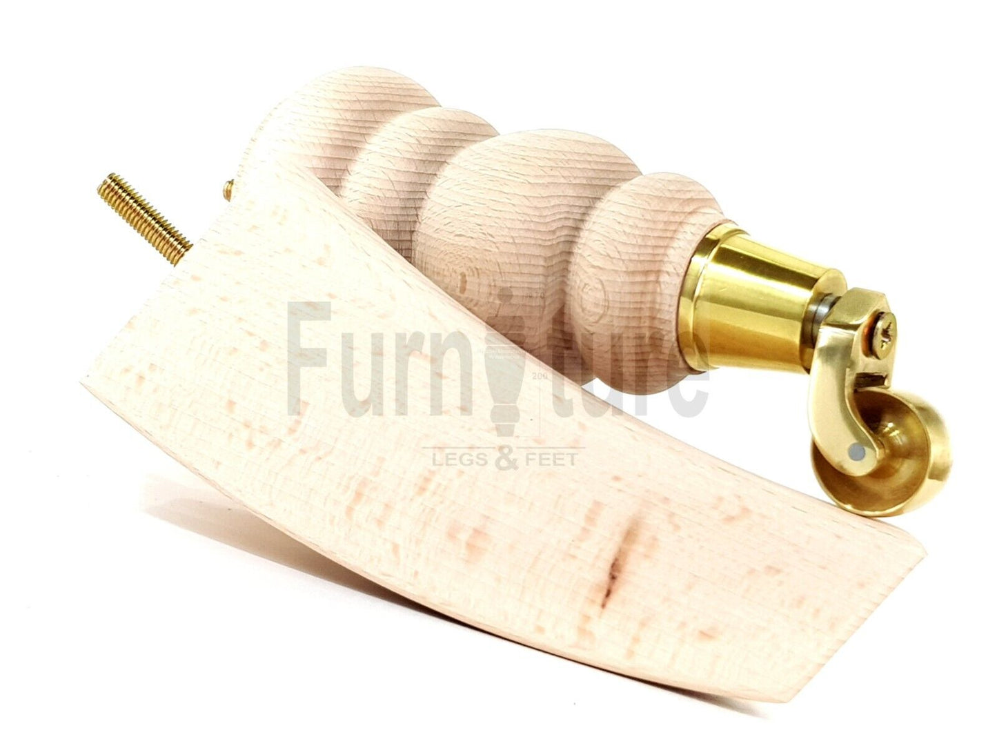 2x Furniture Castor Legs & 2x Curved Solid Wooden Feet M8 Chairs Sofa 200mm High