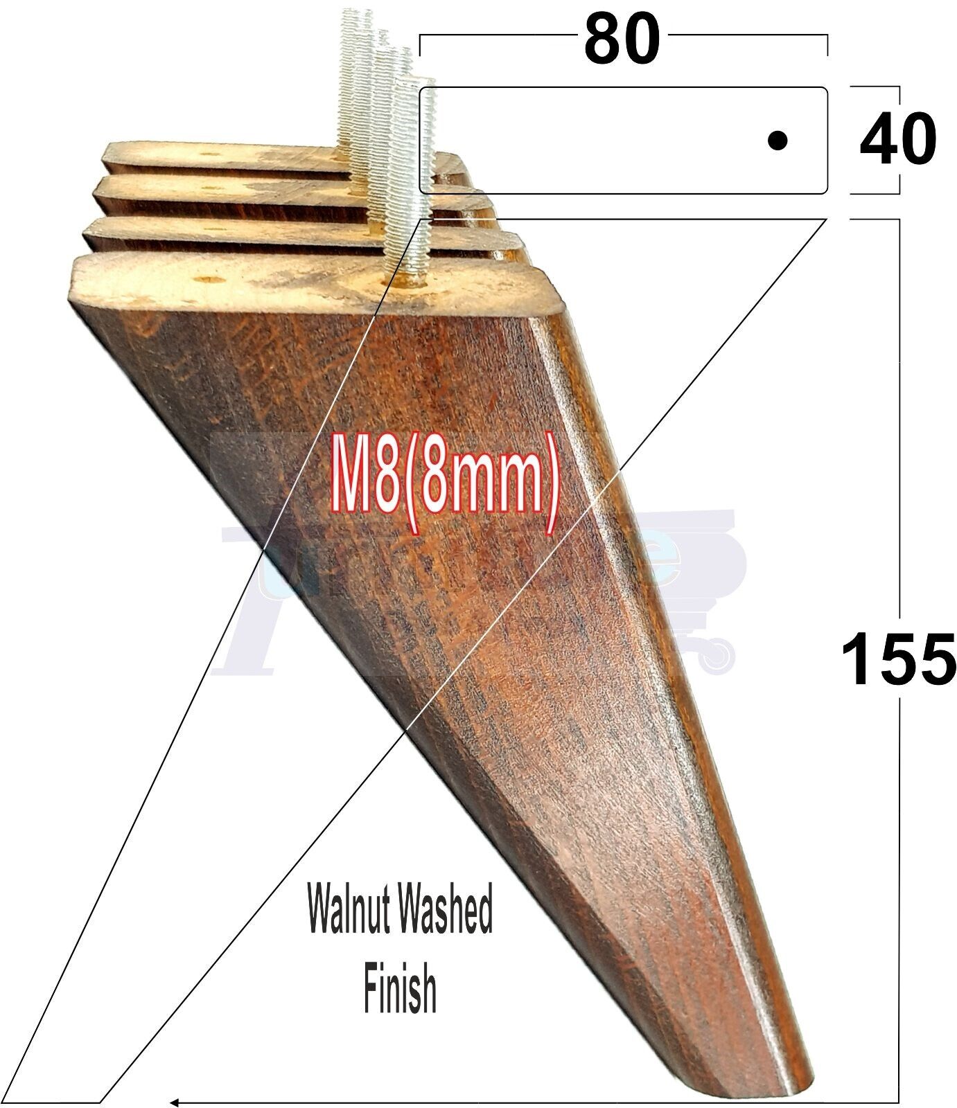 4 Replacement Tapered Feet 155mm High Wood Angled Furniture Legs 6 Inches Tall Chairs Stools Sofa's Beds Settee Cabinets M8