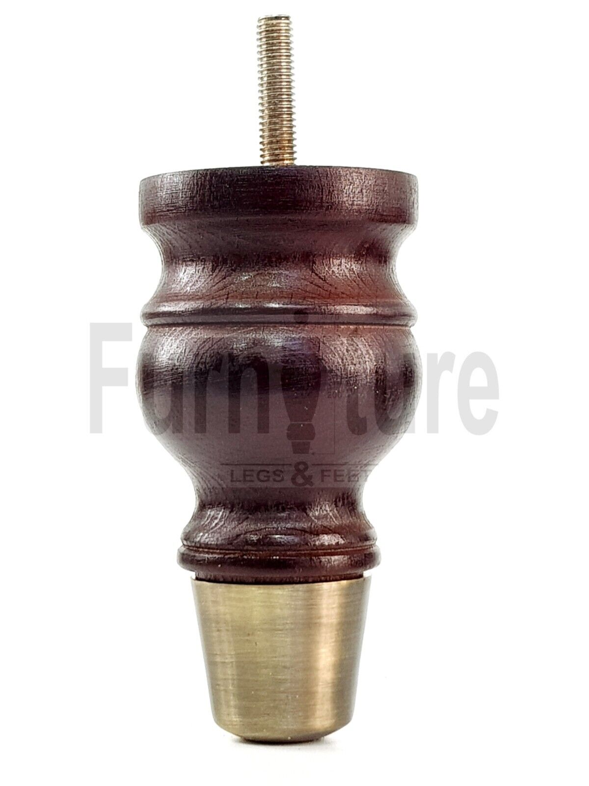 4x Turned Wood Furniture Feet Antique Brass Slipper Cup M8 Chair Sofa Settee Legs 110mm