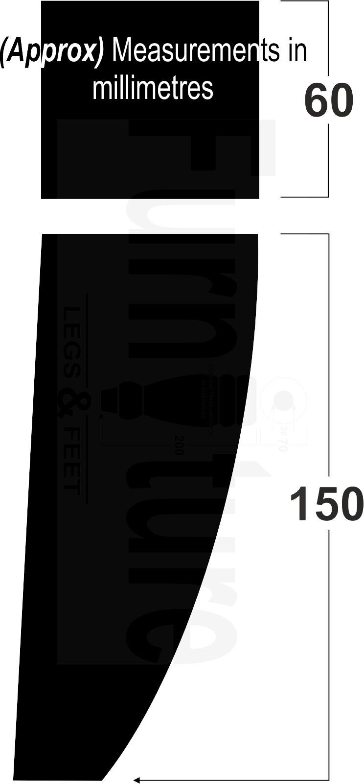 2 Wooden Castor Furniture Sofa Legs & 2 Curved Back Feet  Natural M8 Chair Settee Feet 160mm High