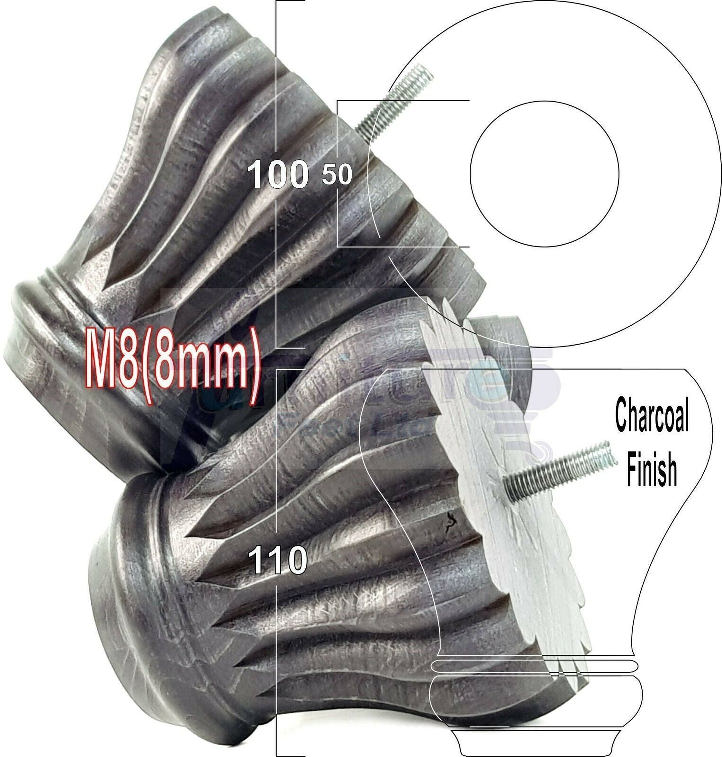 4 Grooved Replacement Furniture Bun Feet Multiple Colours Turned Wooden Legs 110mm High Settee Chairs Sofas Footstools Cabinets M8