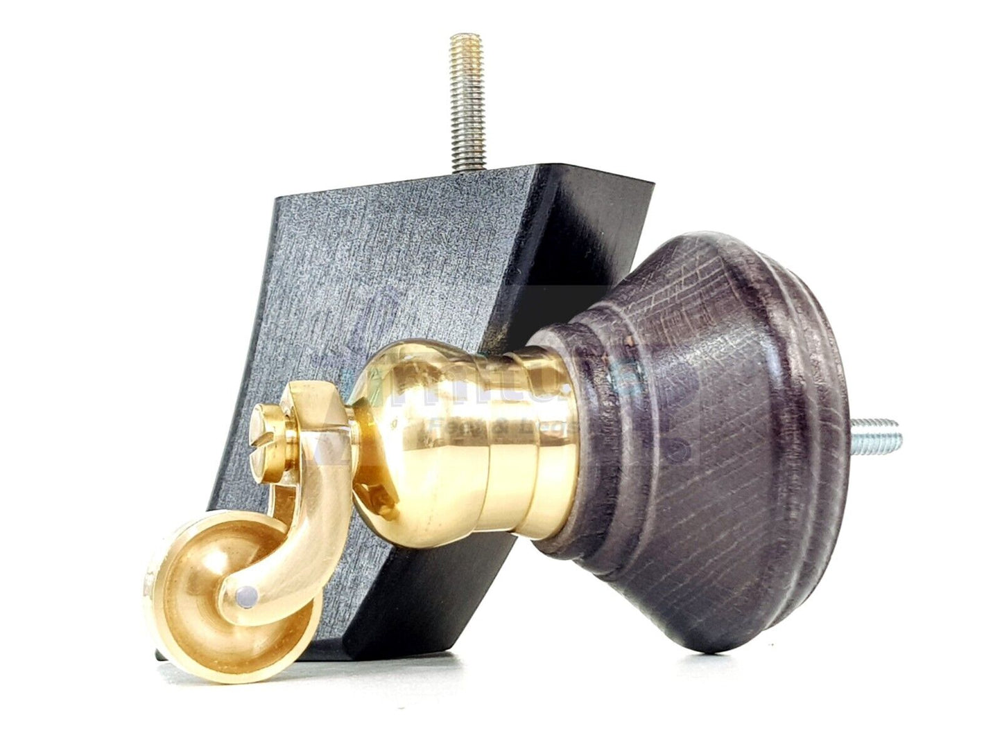 2 Black Stain Wood Furniture Sofa Feet With Castor 125mm & 2 Curved Legs Chair Settee 100mm High M8