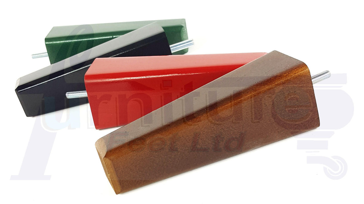 4x Wooden Furniture Legs 200mm High Replacement Square Tapered Feet 8mm Thread