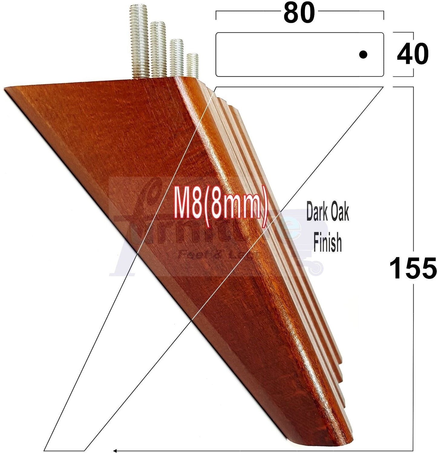 4 Replacement Tapered Feet 155mm High Wood Angled Furniture Legs 6 Inches Tall Chairs Stools Sofa's Beds Settee Cabinets M8
