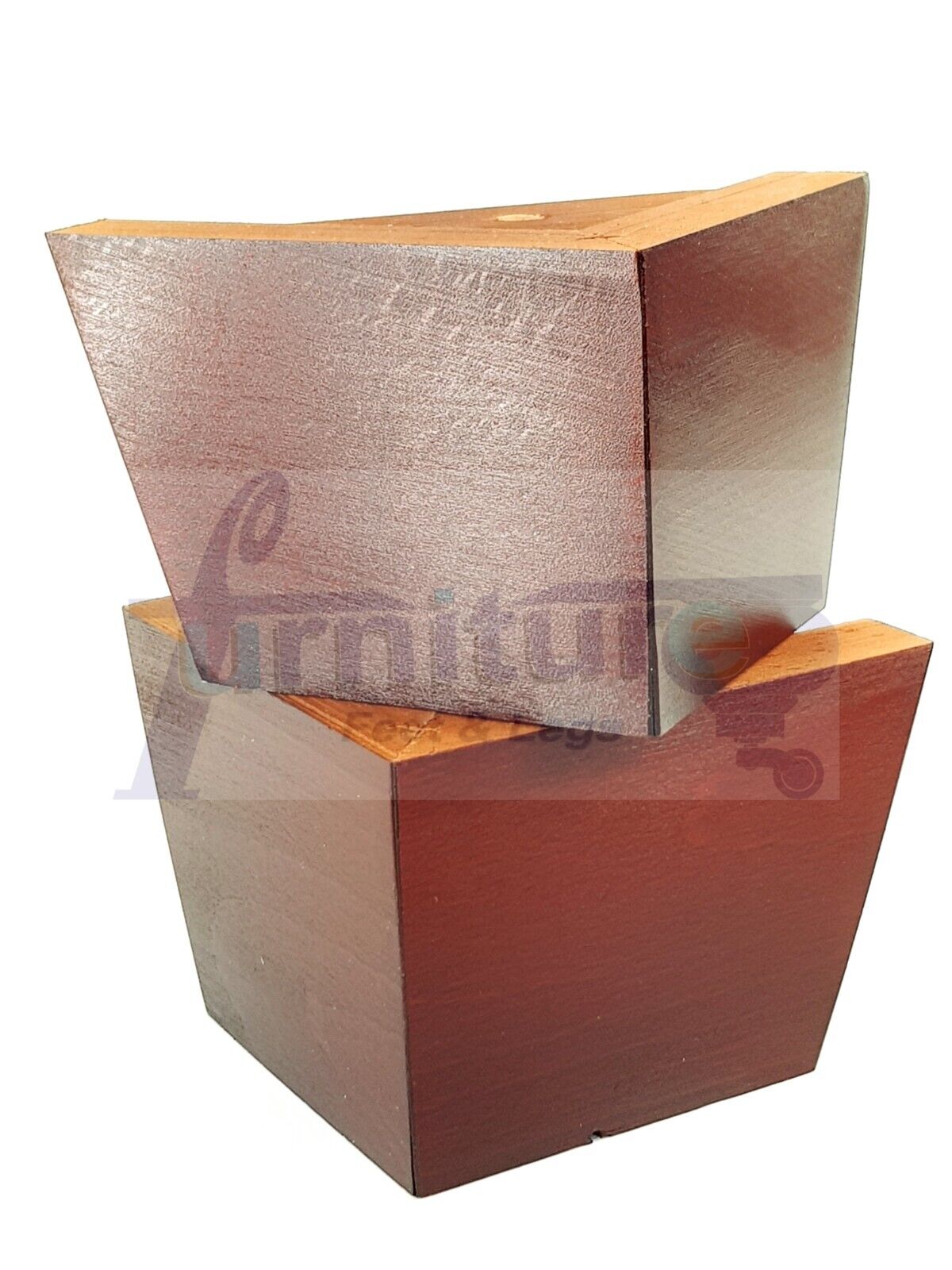 4 Solid Wood Furniture Legs Replacement Corner Feet 95mm High Self-Fixing: Mahogany