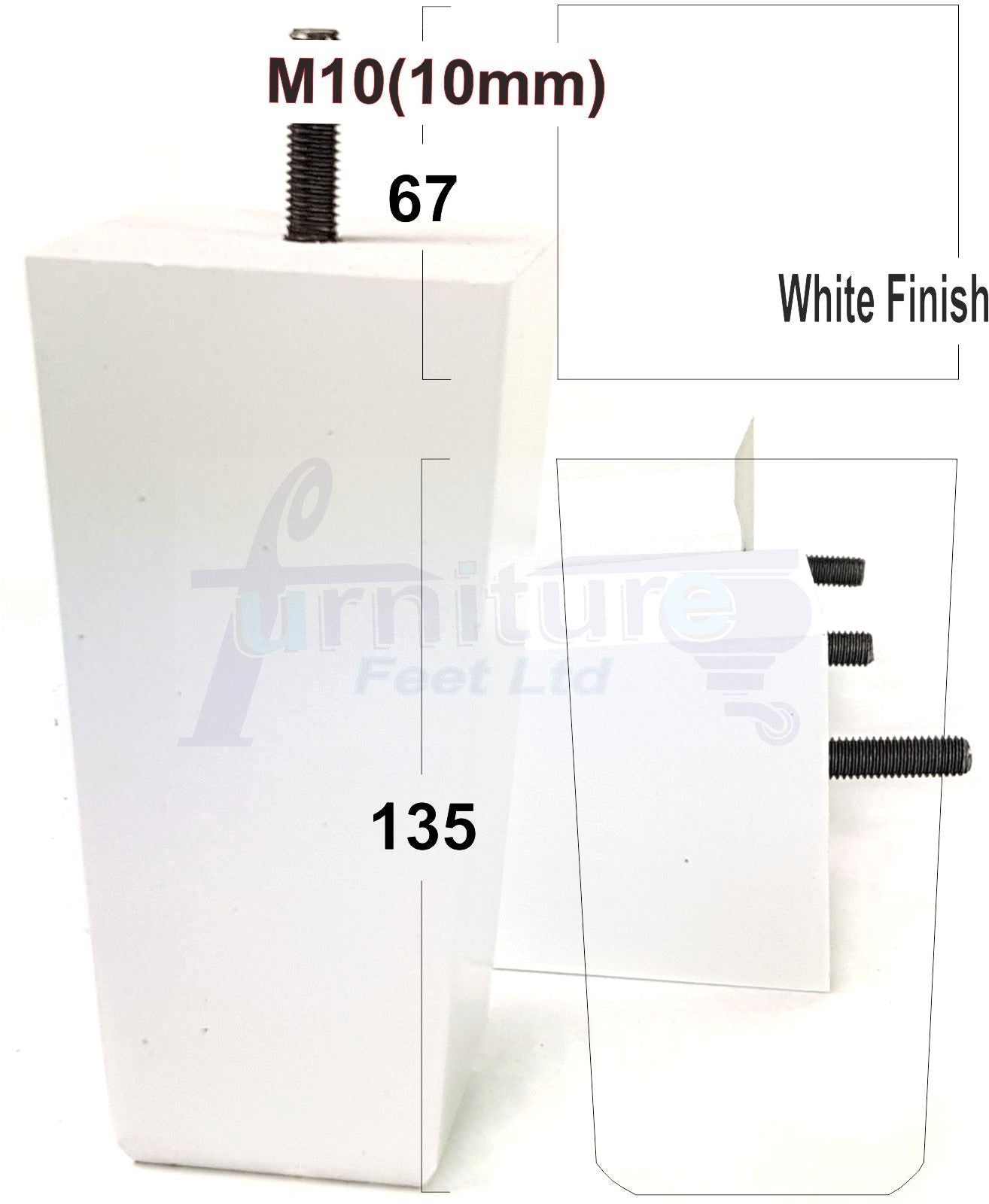 4x Block Wood Sofa Legs 135mm High Replacement Furniture Feet Chairs Cabinets M10 Thread	