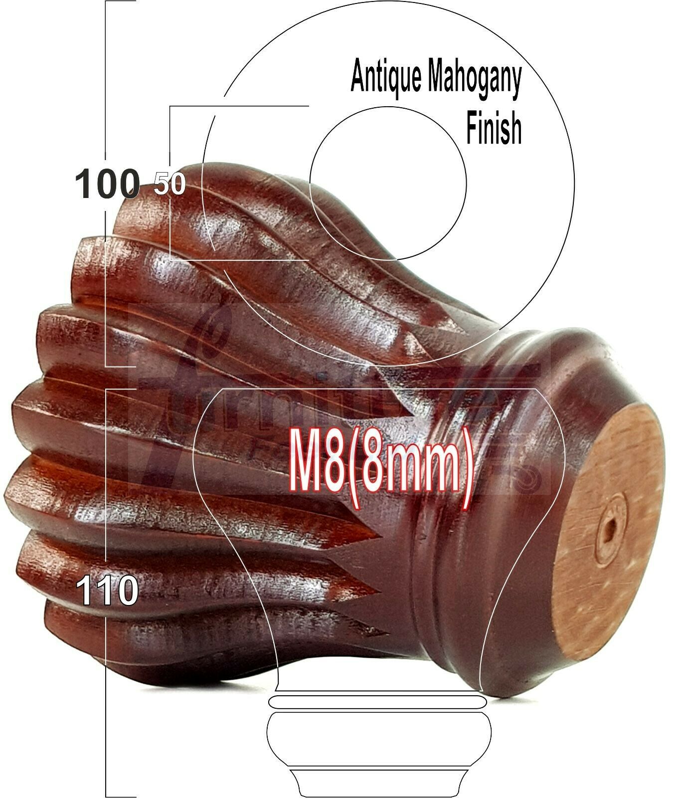 4 Grooved Replacement Furniture Bun Feet Multiple Colours Turned Wooden Legs 110mm High Settee Chairs Sofas Footstools Cabinets M8