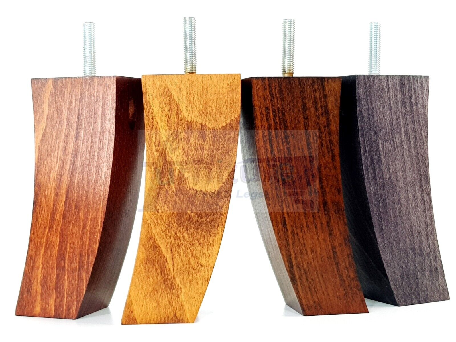 Set Of 4 Solid Wood Curved Furniture Feet Replacement Legs 145mm High M8(8mm)