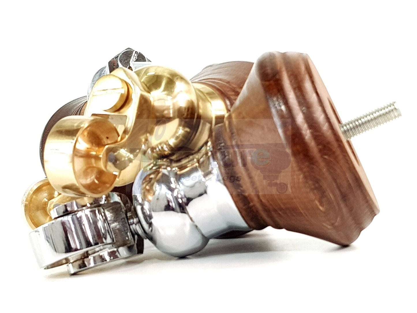 4x Antique Mahogany Stain Wooden Furniture Sofa Legs M8 With Castors Replacment Chair Settee Feet 115mm - 125mm High