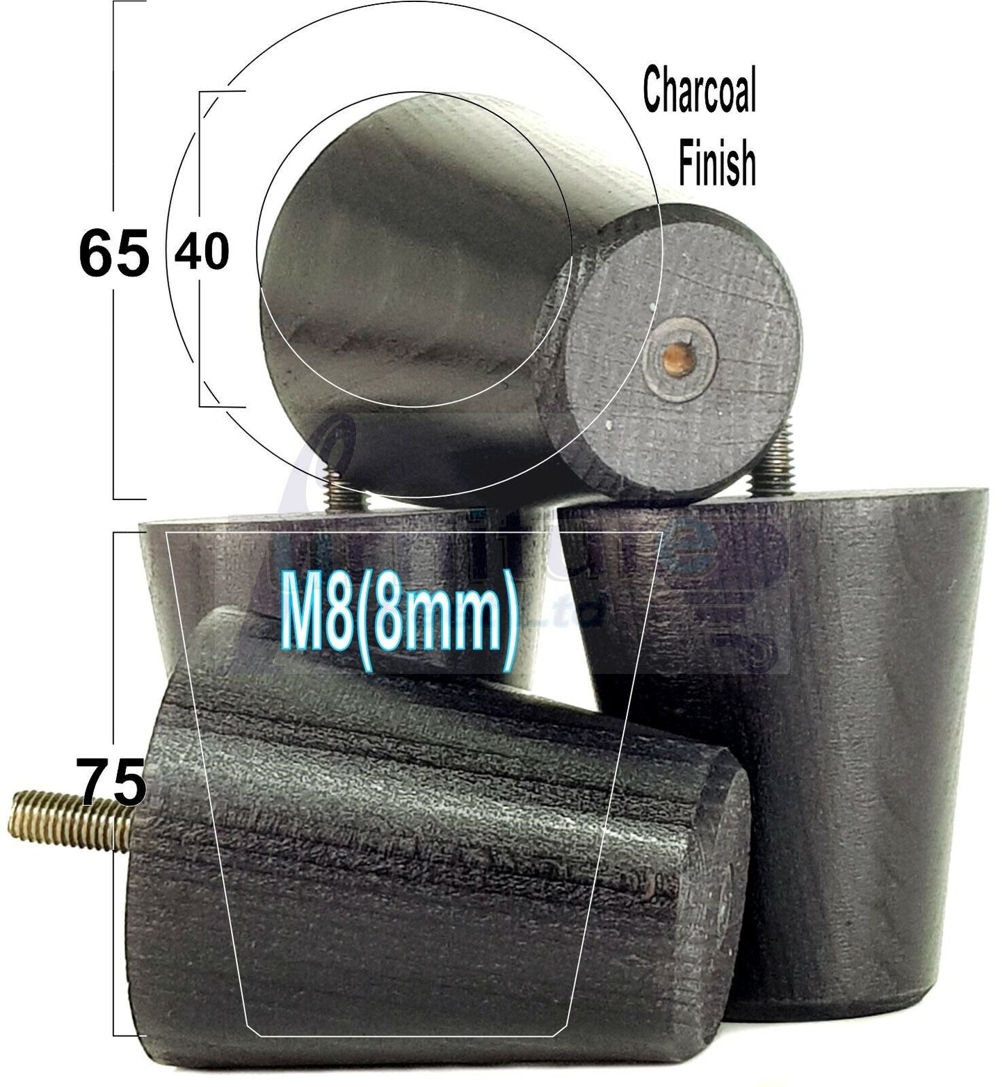 4x Solid Wood Turned Furniture Legs Replacement Bun Feet 75mm High Chairs Stools Sofa's Beds Settee M8