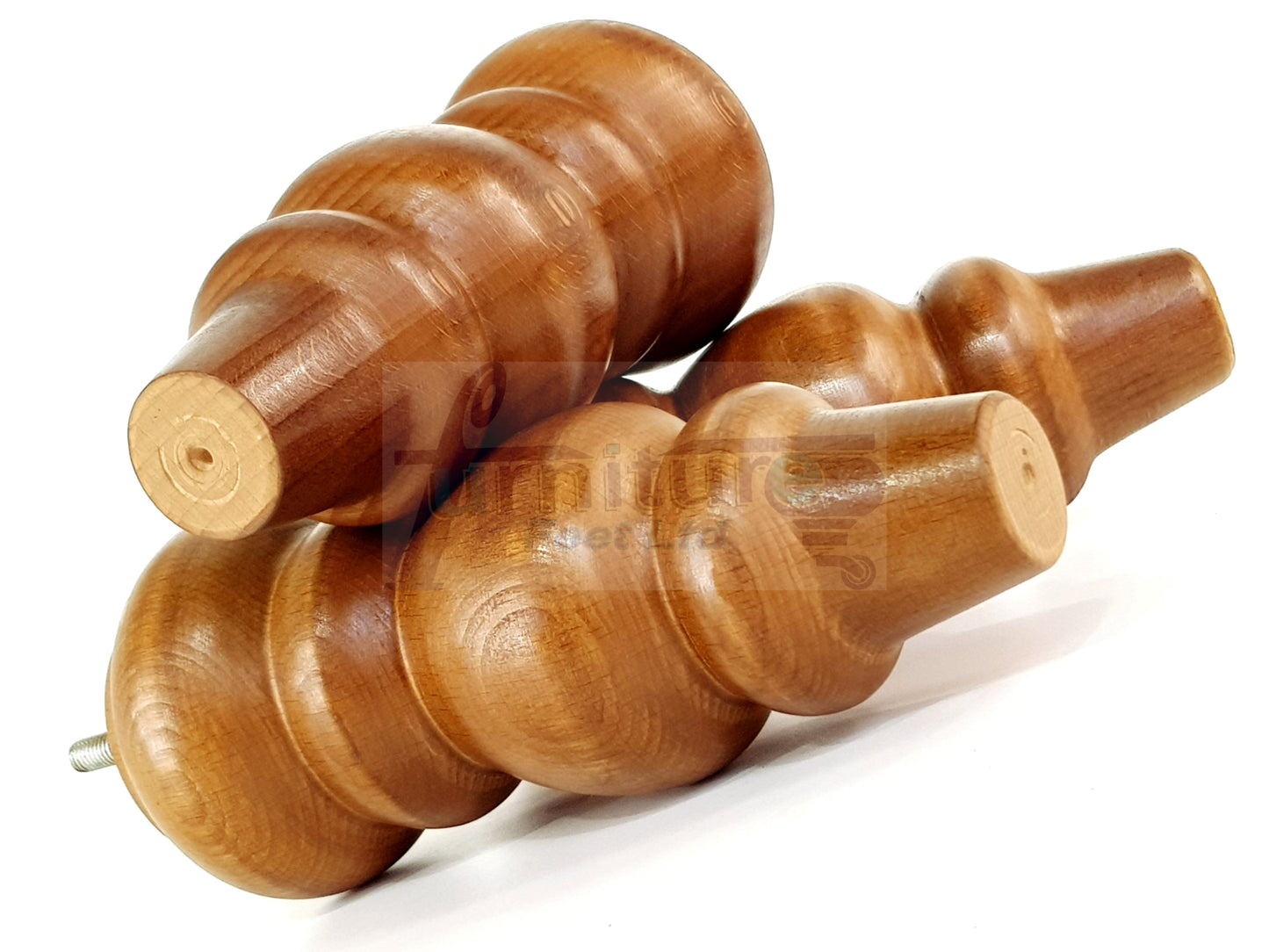 4 Solid Wood Furniture Legs Replacement Turned Feet 200mm High M8(8mm) Thread: Dark Oak