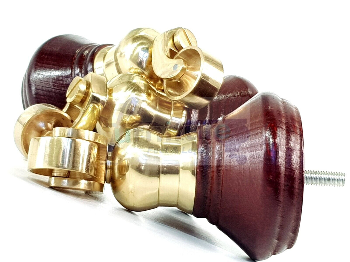 4x Mahogany Wooden Furniture Sofa Legs M8 With Castors Replacment Chair Settee Feet 115mm - 125mm High