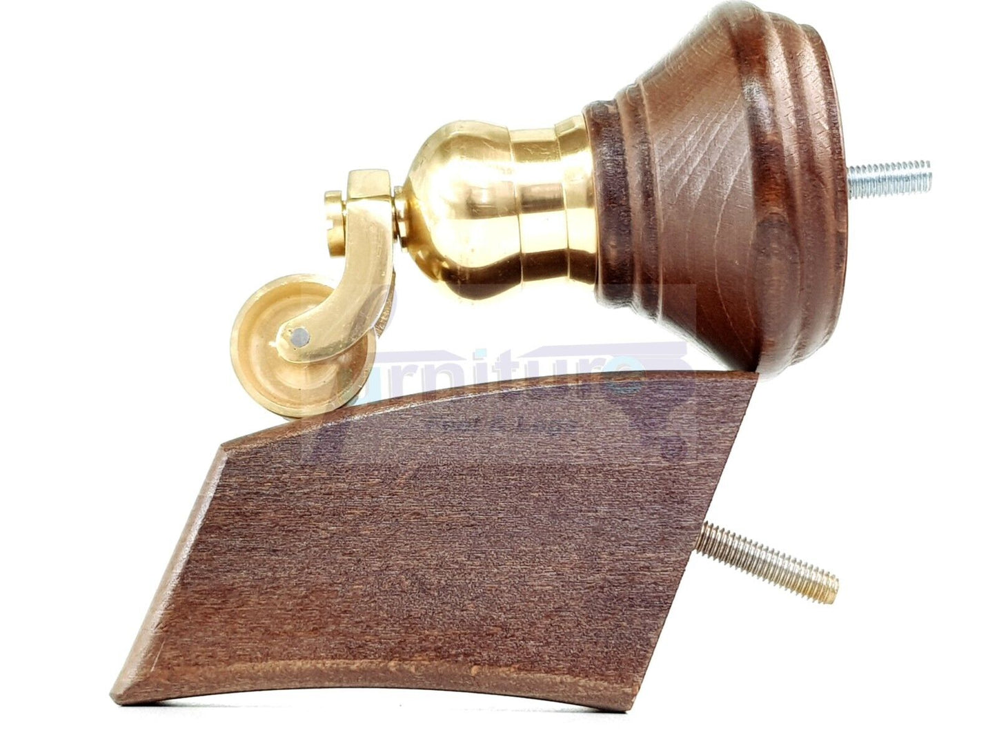 2 Antique Mahogany Stain Wood Furniture Sofa Feet With Castor 125mm & 2 Curved Legs Chair Settee 100mm High M8