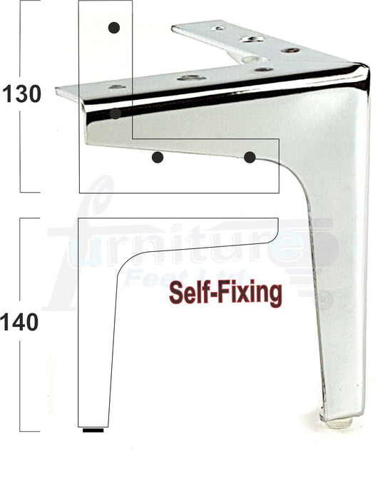 4x Metal Furniture Legs 140mm High Chrome Corner Feet Sofa Chair Beds Cabinets