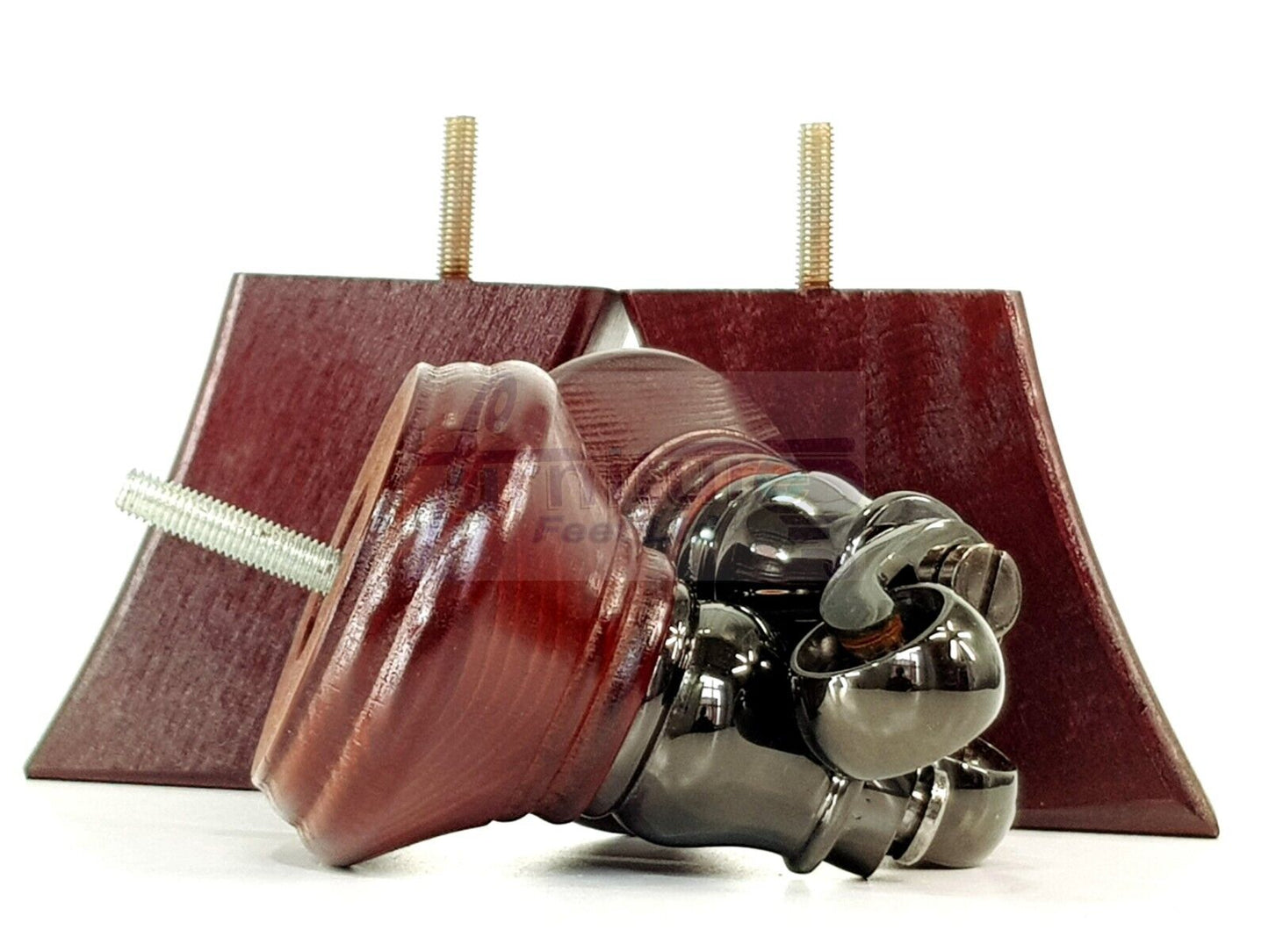 2 Mahogany Wood Furniture Sofa Feet With Castor 125mm & 2 Curved Legs Chair Settee 100mm High M8