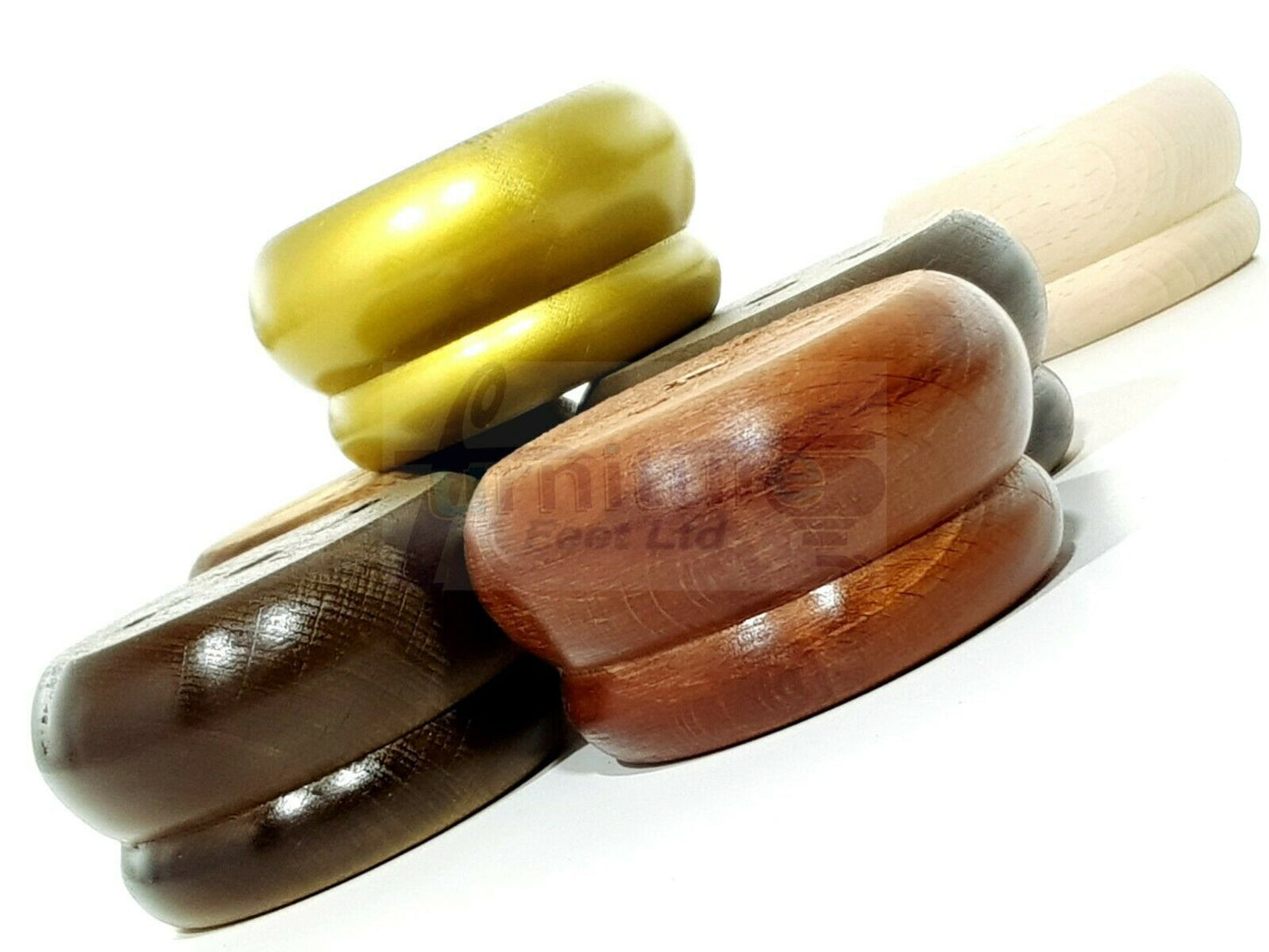 4 Turned Wood Furniture Legs Chair Sofa Stool Bed Replacement Bun Feet 50mm High