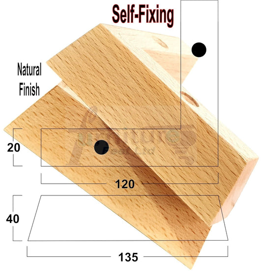 4 Wood Corner Furniture Feet 40mm High Replacement Sofa Chair Legs (Self Fix)