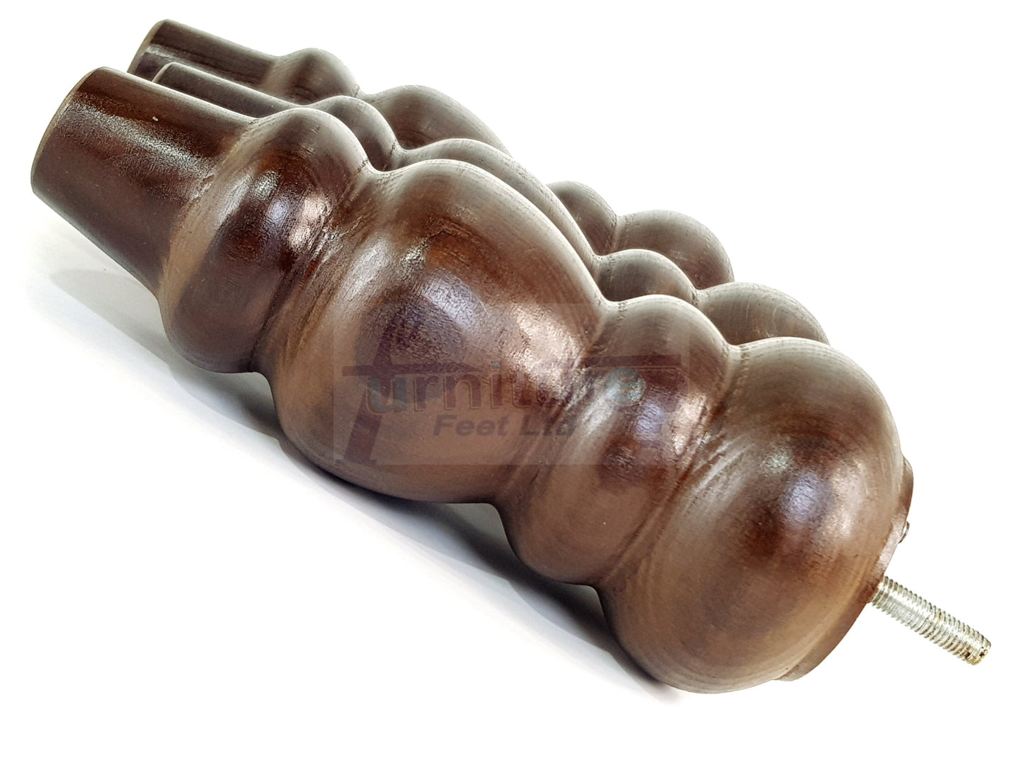 4 Solid Wood Furniture Legs Replacement Turned Feet 200mm High M8(8mm) Thread: Antique Brown