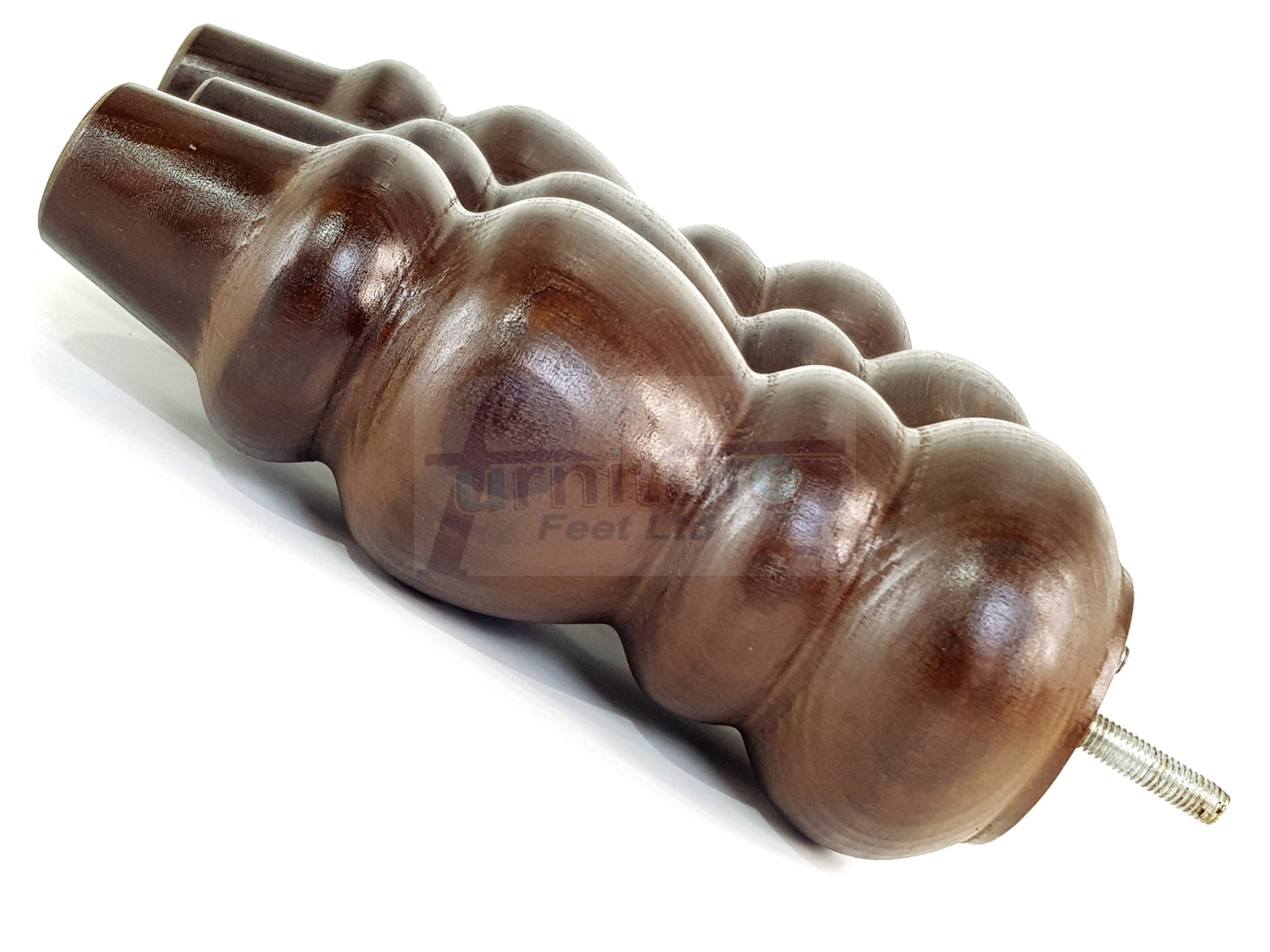 4 Solid Wood Furniture Legs Replacement Turned Feet 200mm High M8(8mm) Thread: Antique Brown