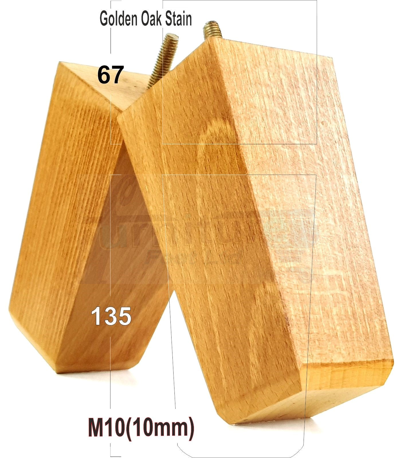 4x Block Wood Sofa Legs 135mm High Replacement Furniture Feet Chairs Cabinets M10 Thread	