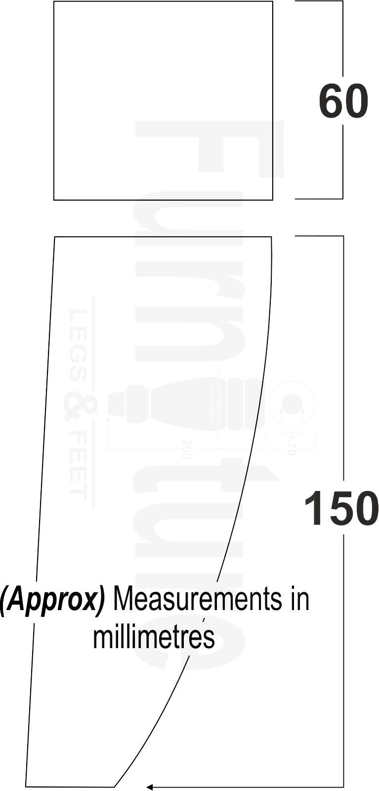 2 Wooden Castor Furniture Sofa Legs & 2 Curved Back Feet  Dark Oak Stain M8 Chair Settee Feet 160mm High