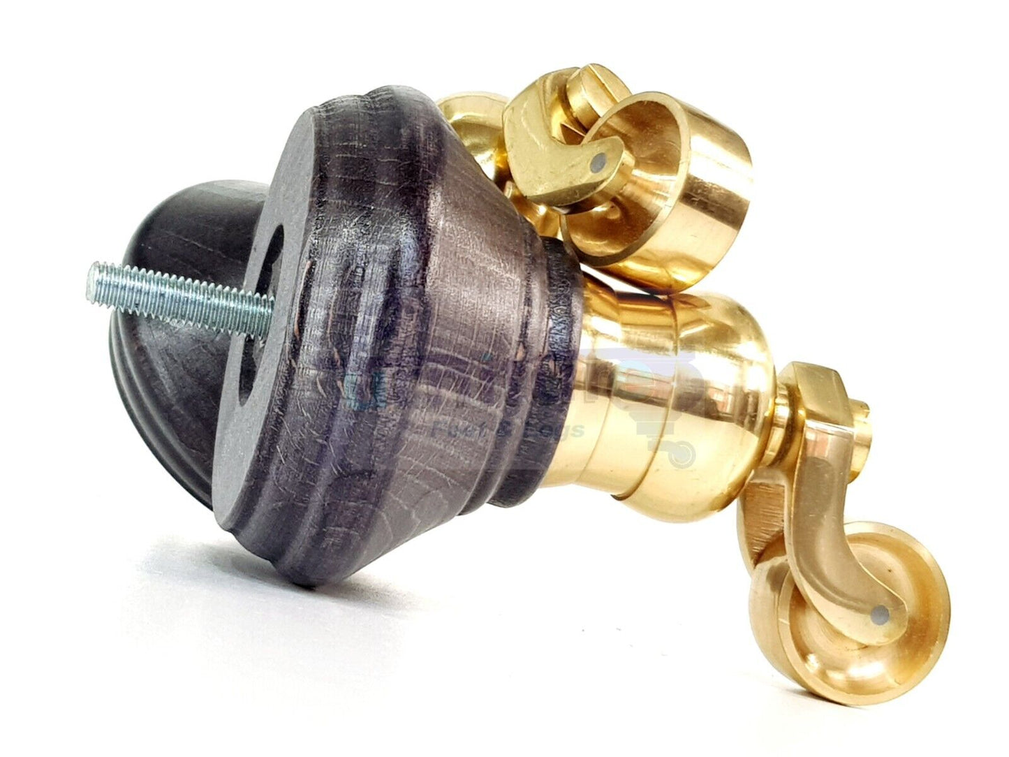 4x Black Stain Wooden Furniture Sofa Legs M8 With Castors Replacment Chair Settee Feet 115mm - 125mm High