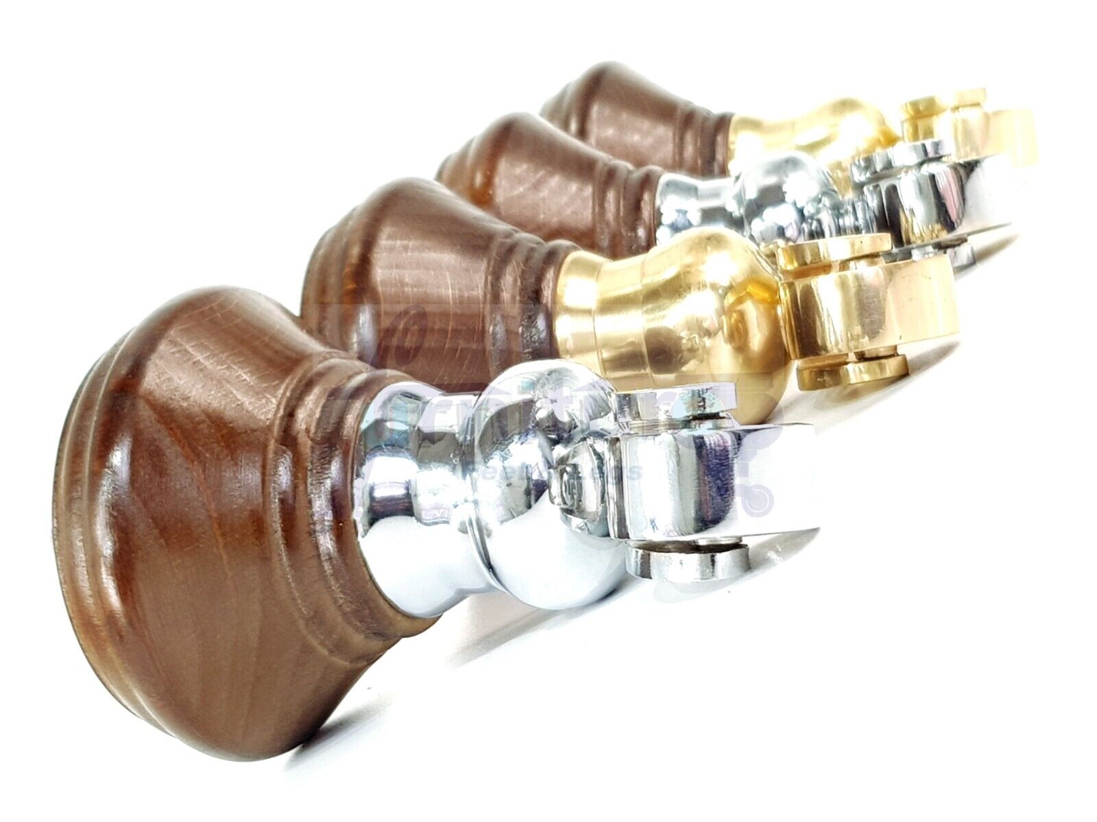 4x Antique Brown Wooden Furniture Sofa Legs M8 With Castors Replacment Chair Settee Feet 115mm - 125mm High