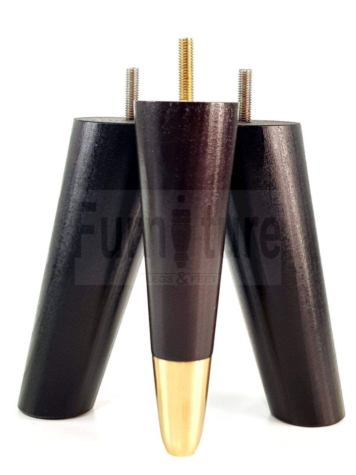4x Wood Furniture Feet 2 With Brass Slipper Cup M8 Chair Sofa Settee Legs 170mm