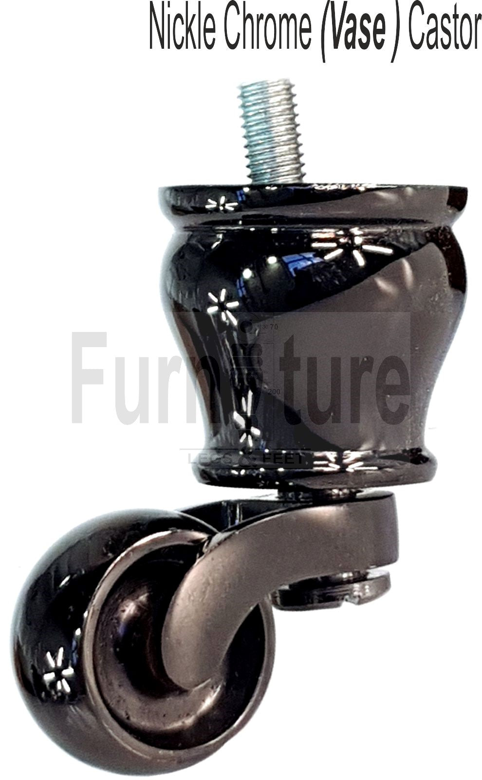 Wood Furniture Legs Replacement Feet 6 Inches With Castors 155mm High M8 - Dark Oak Wash