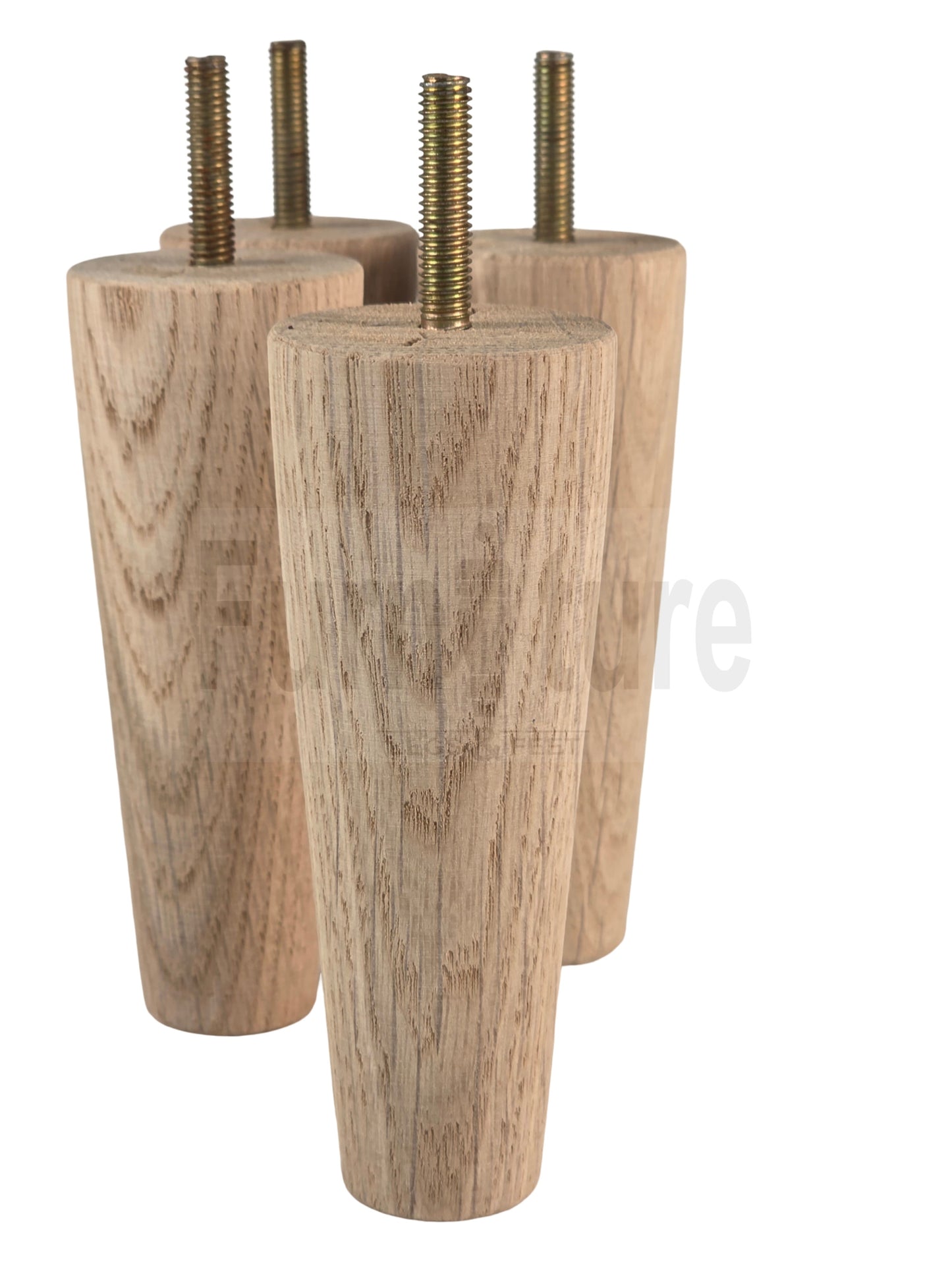 4 Turned Solid Oak Furniture Leg 130mm High M8 Mid Centry Retro Replacement Feet