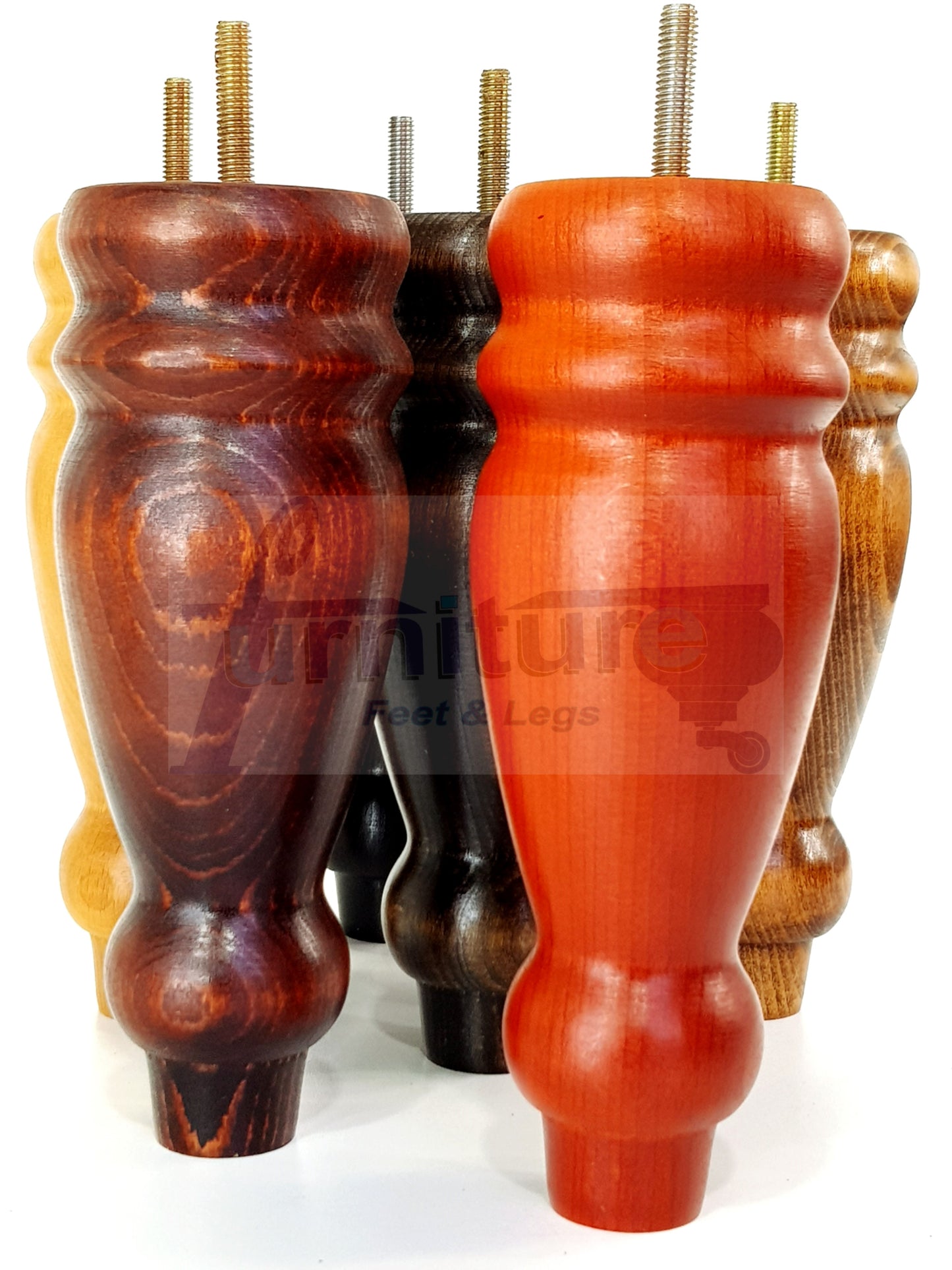 Set Of 4 Turned Furniture Legs Replacement Sofa Feet 200mm Hight M10 Thread