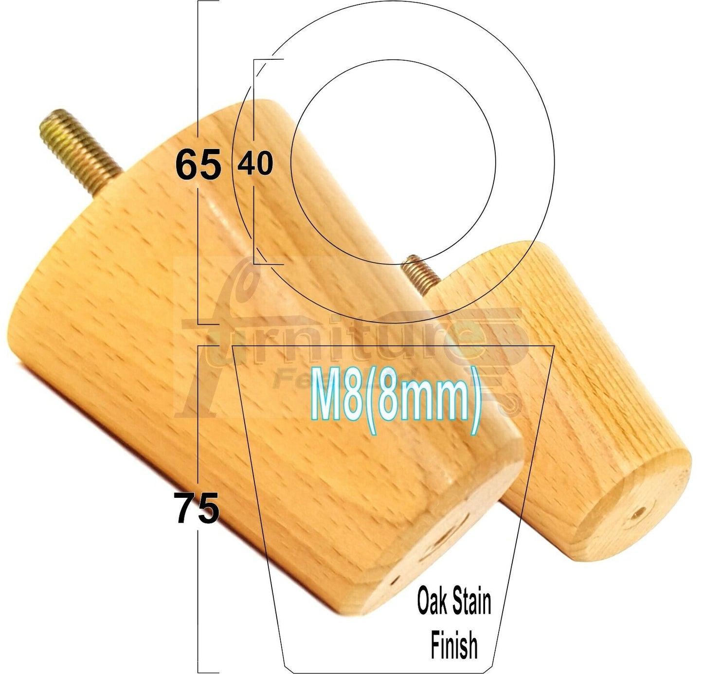 4x Solid Wood Turned Furniture Legs Replacement Bun Feet 75mm High Chairs Stools Sofa's Beds Settee M8